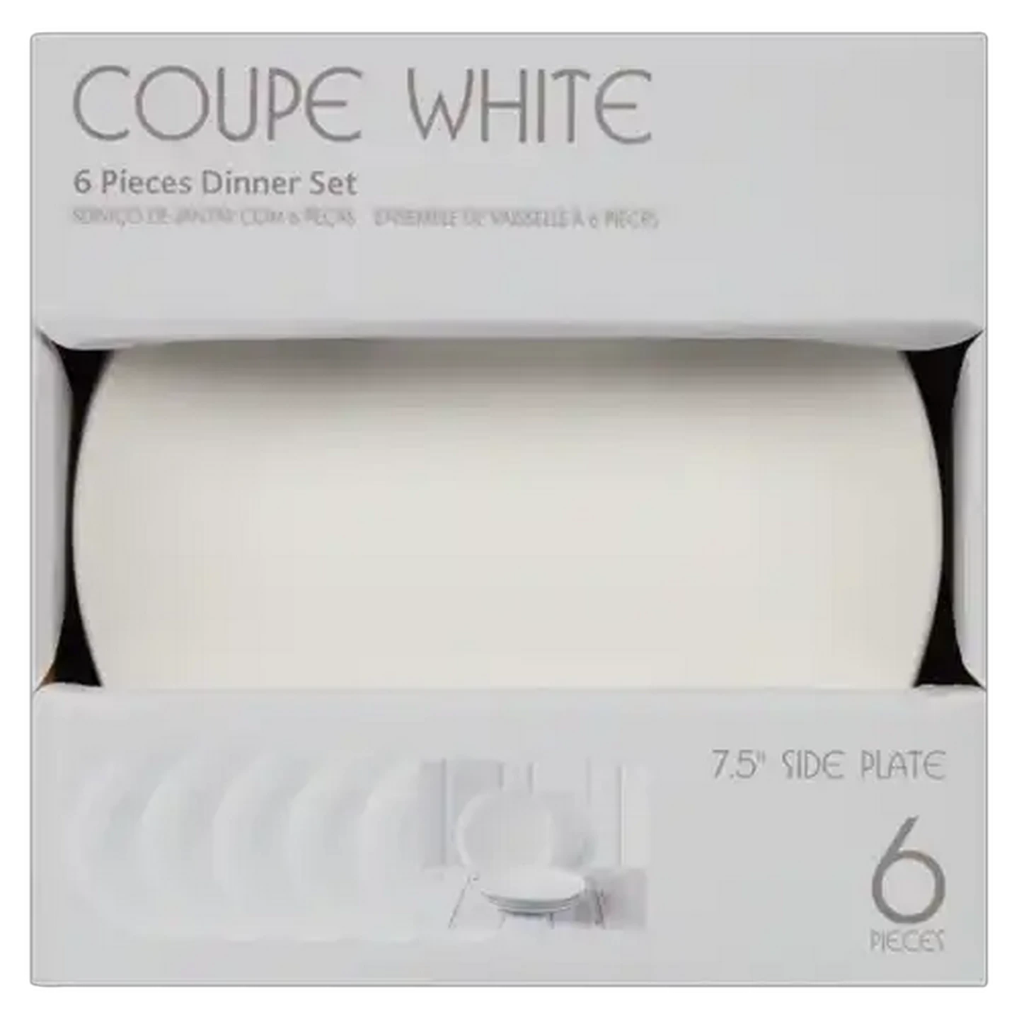 Image of Coupe White Side Plate Set 6 Piece
