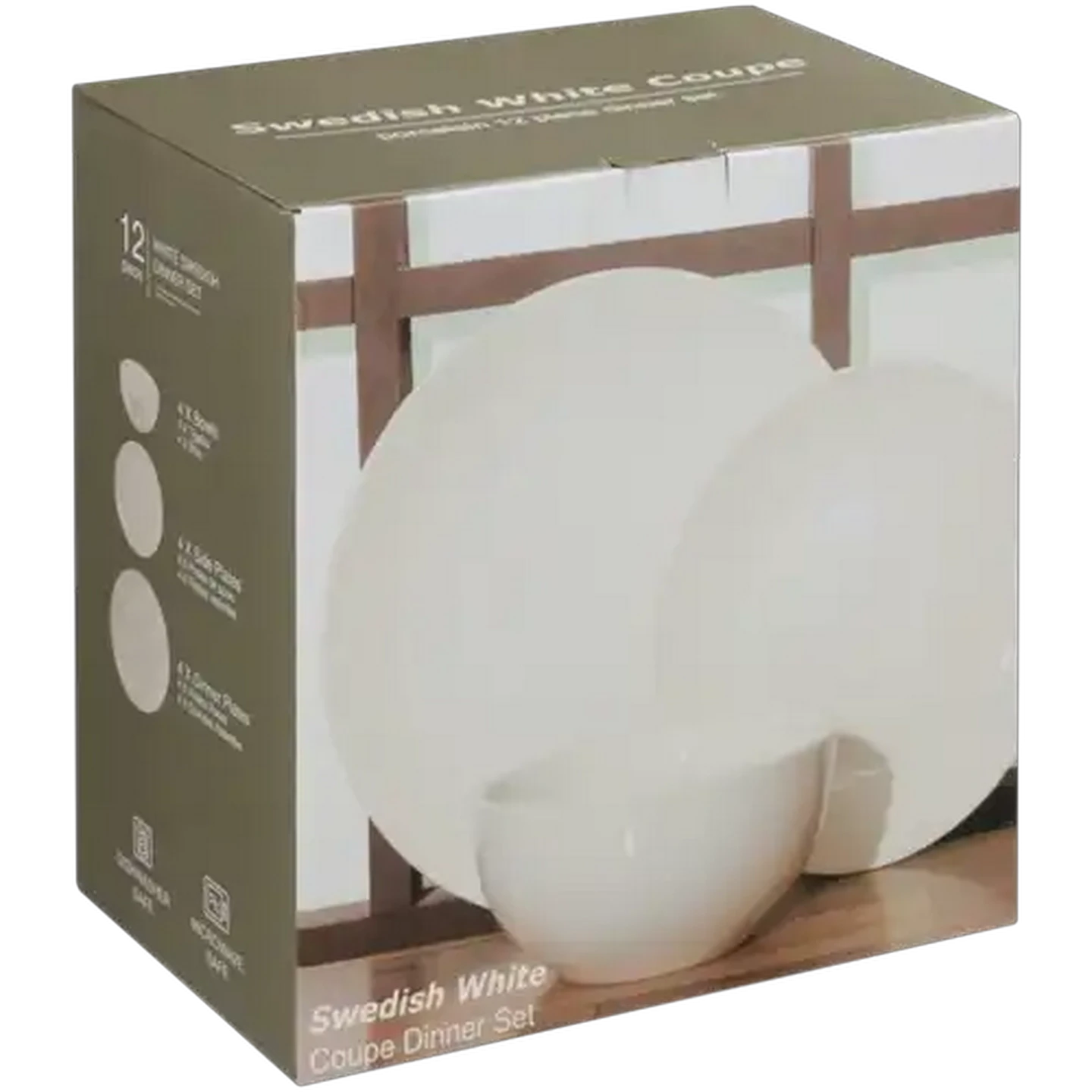 Image of White Coupe Swedish Dinner Set 12 Piece