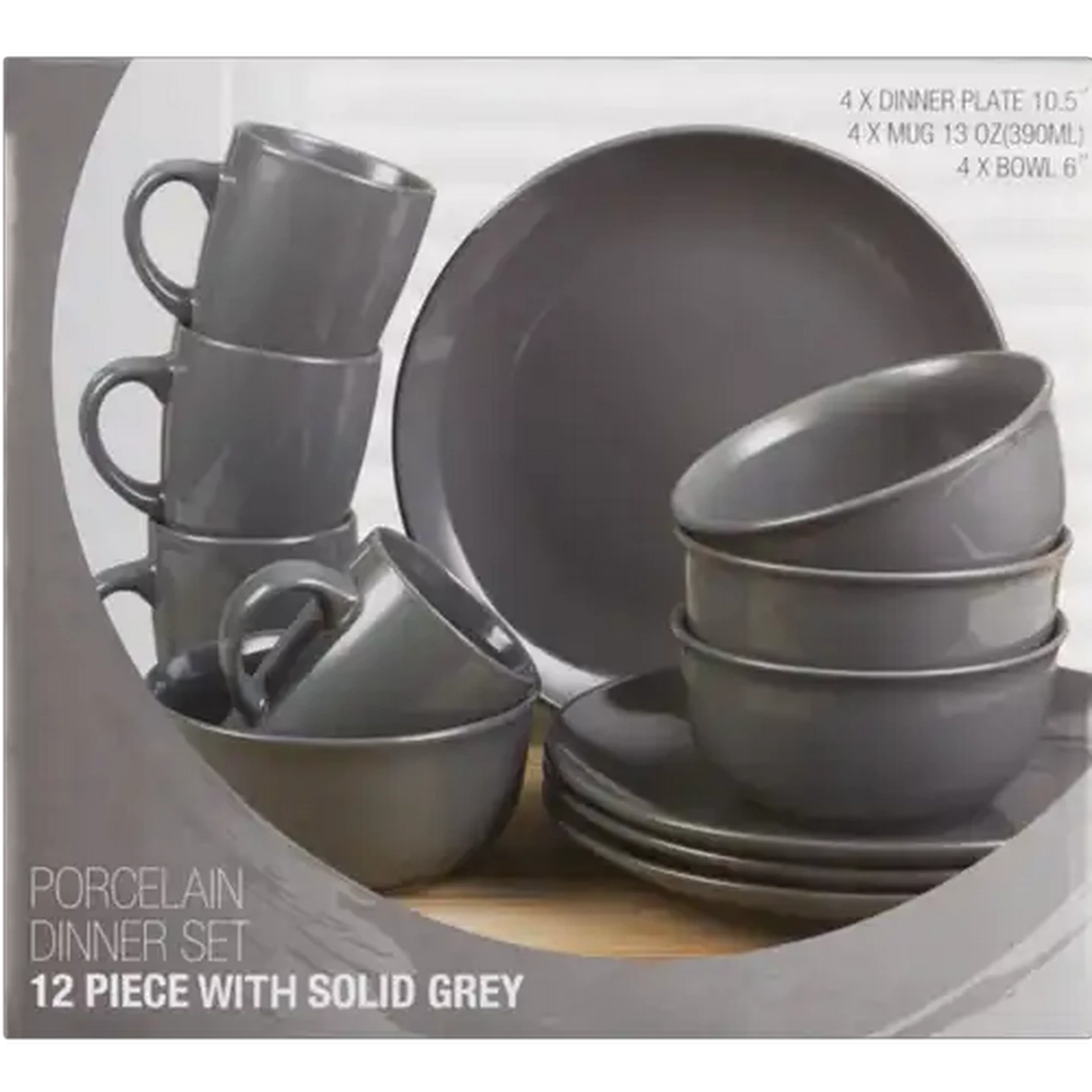 Image of Porcelain Grey Dinner Set 12 Piece