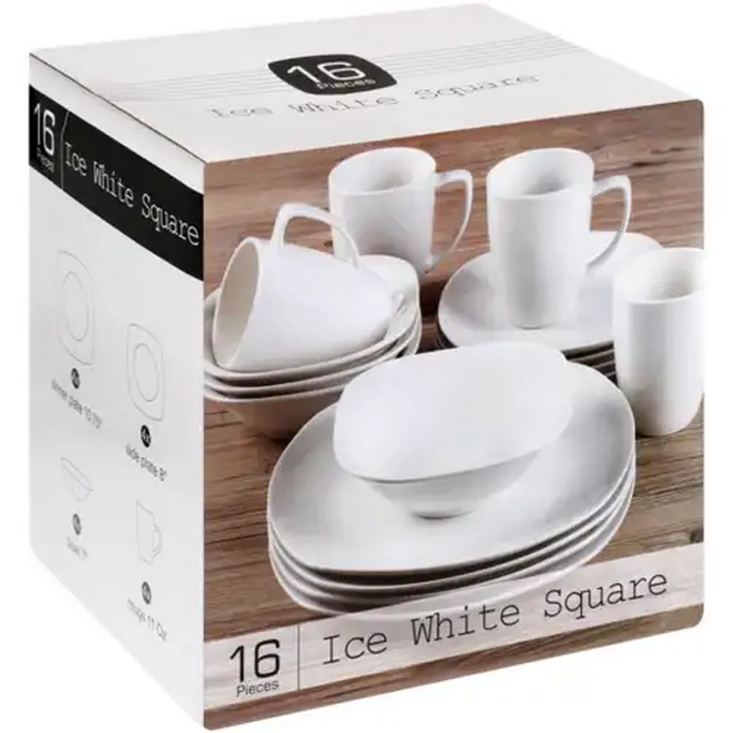 Image of Ice White Square Dinner Set 16 Piece