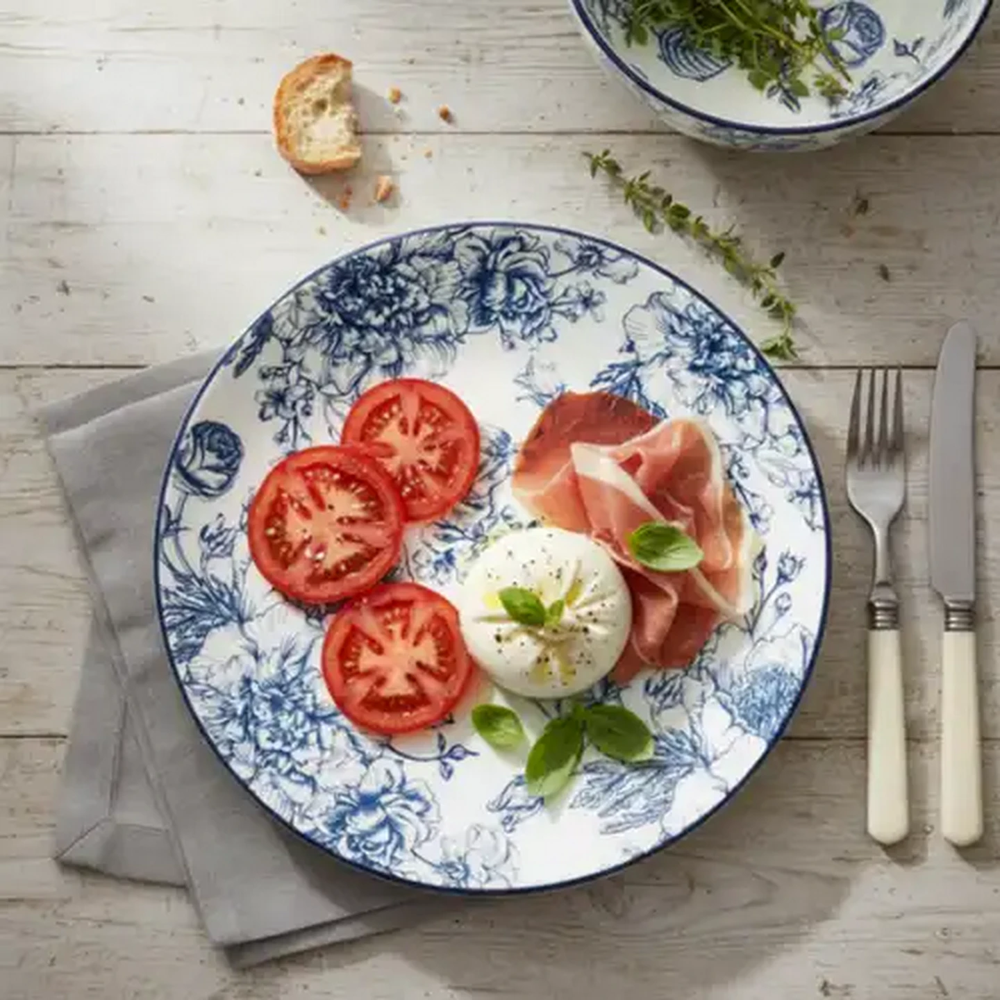 Image of Blue & White Floral Side Plate 19cm
