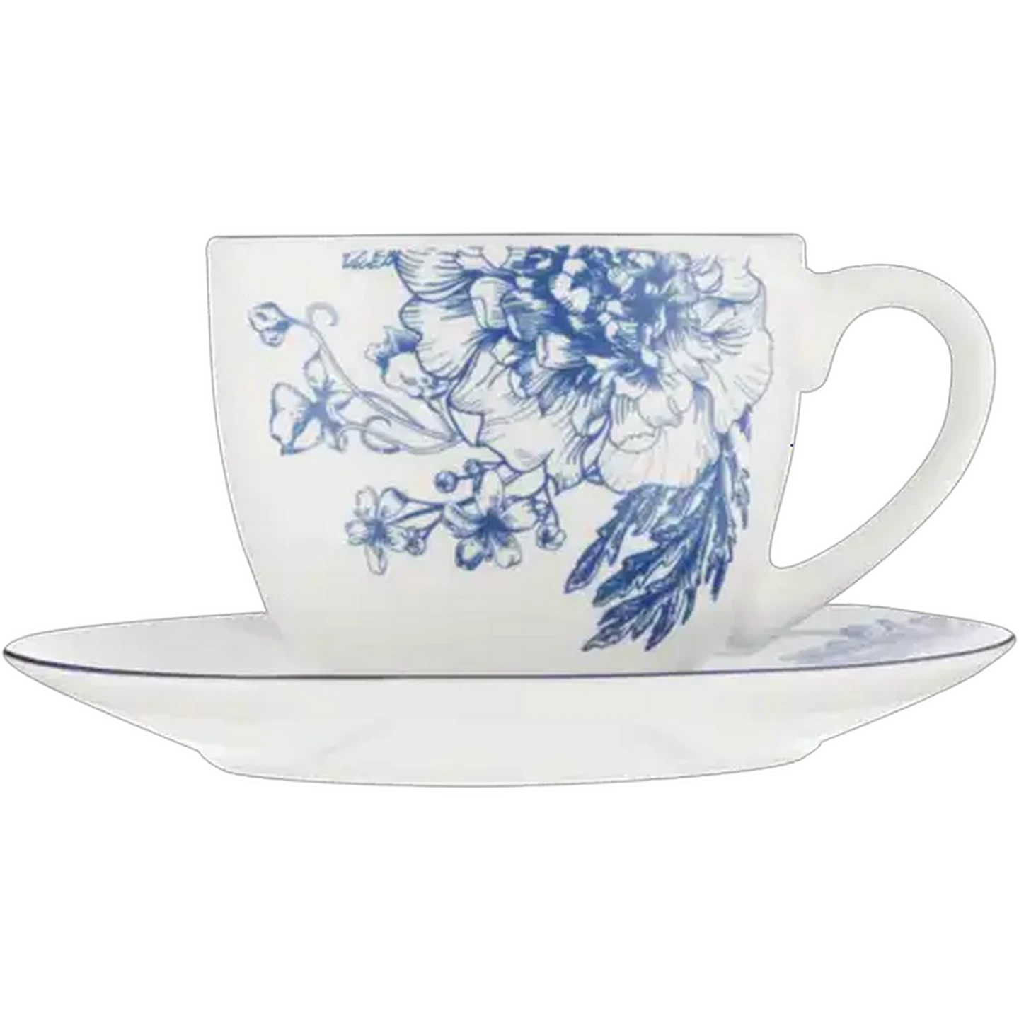 Image of Blue Floral Print Cup & Saucer Set