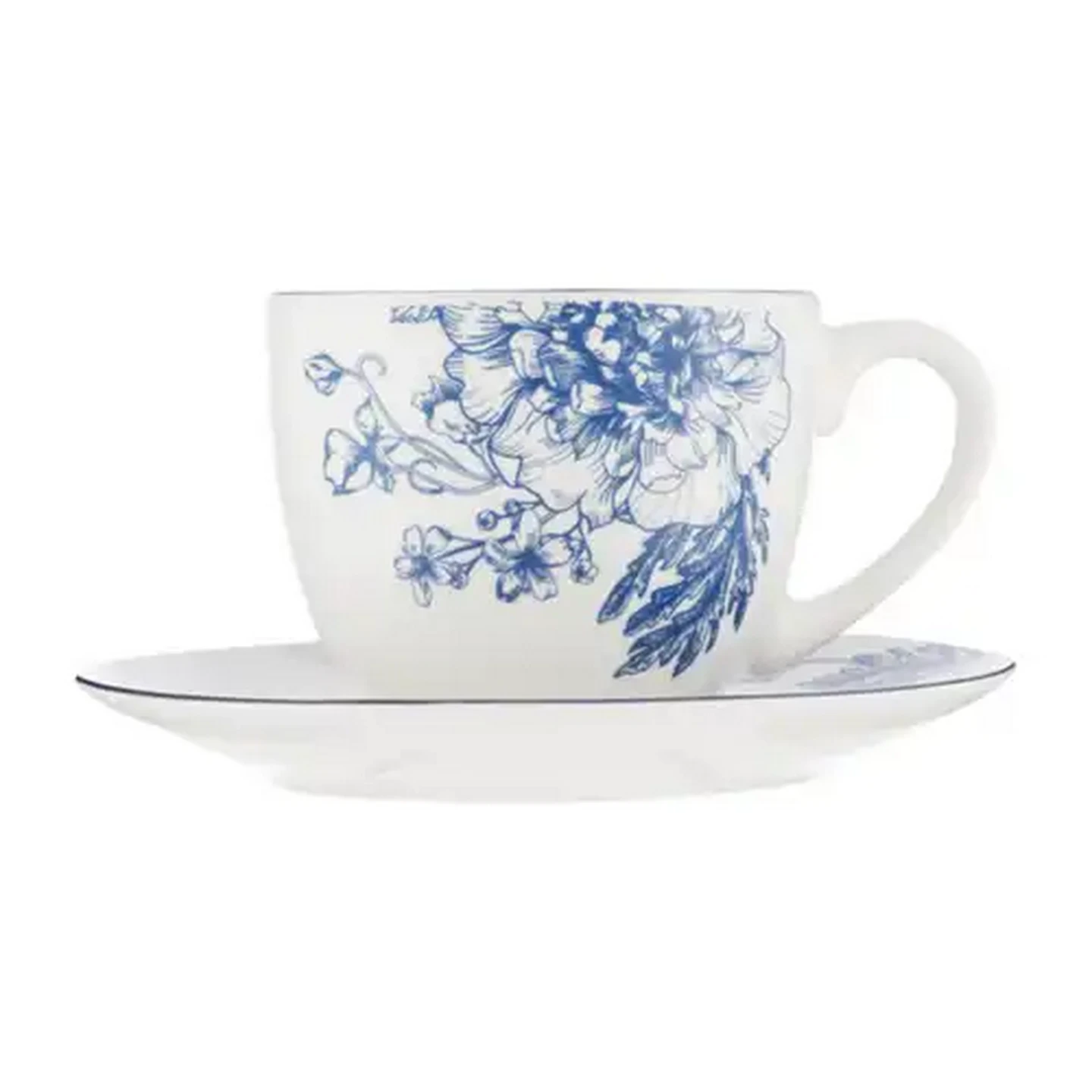 Image of Blue Floral Print Cup & Saucer Set