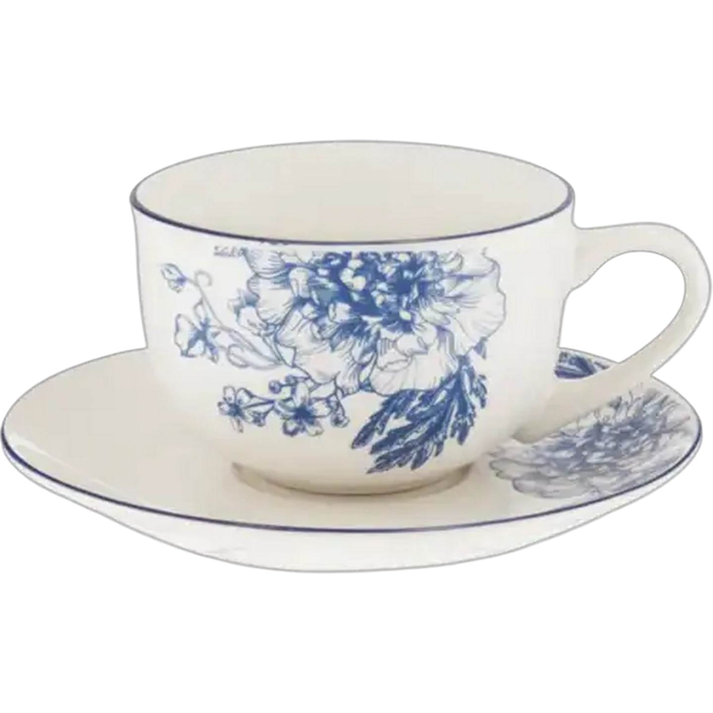Image of Blue Floral Print Cup & Saucer Set