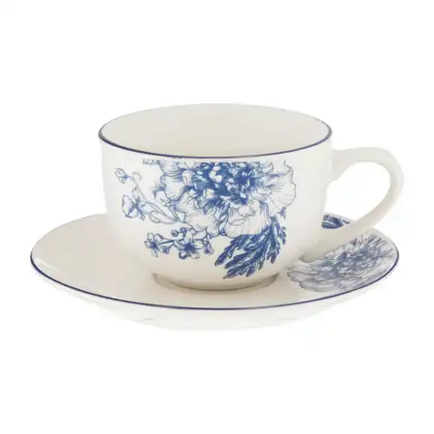 Image of Blue Floral Print Cup & Saucer Set