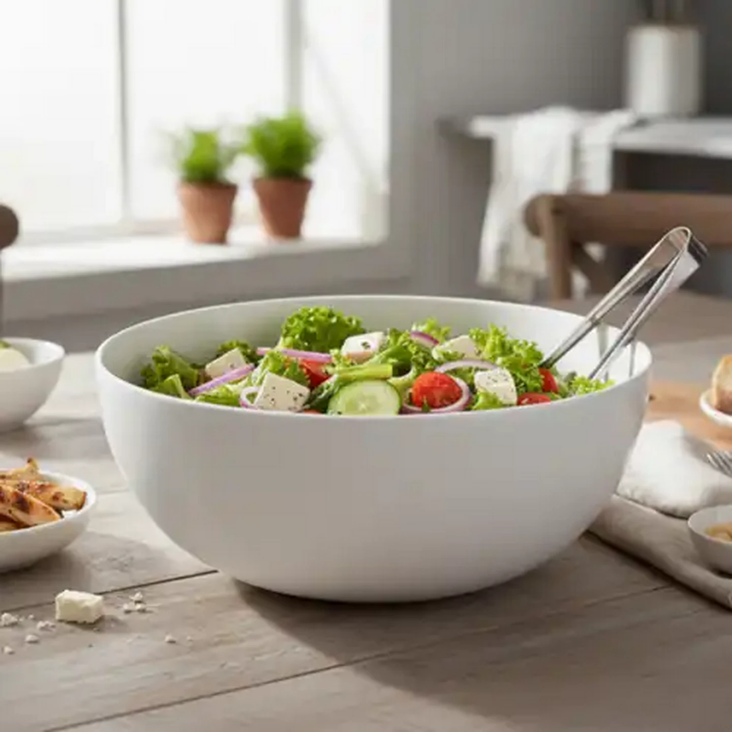 Image of White Round Salad Bowl 25cm