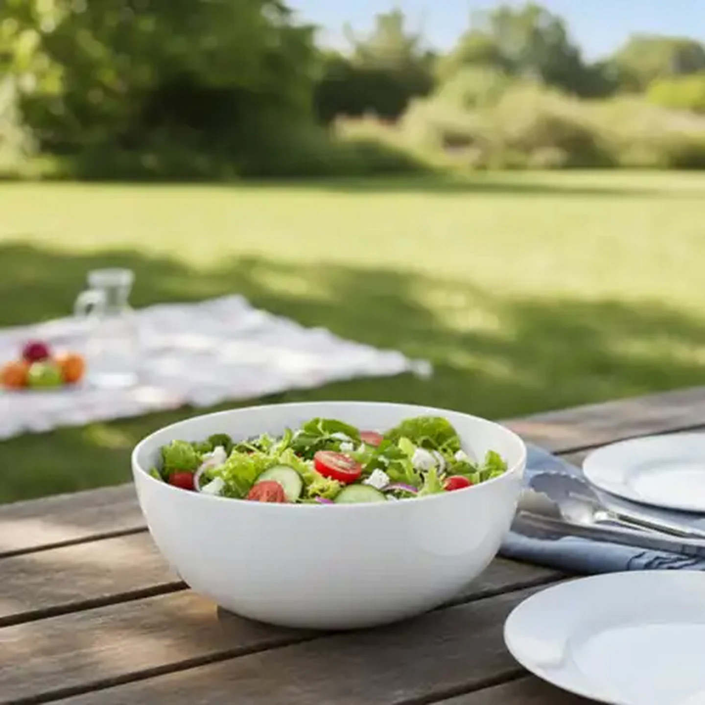 Image of White Round Salad Bowl 25cm