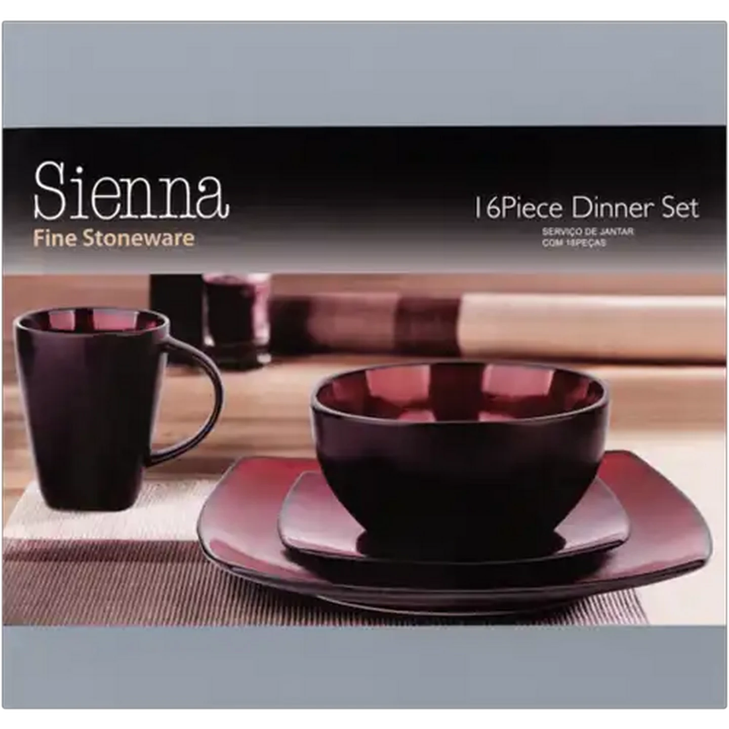 Image of Sienna Black Fine Stoneware Dinner Set 16-Piece