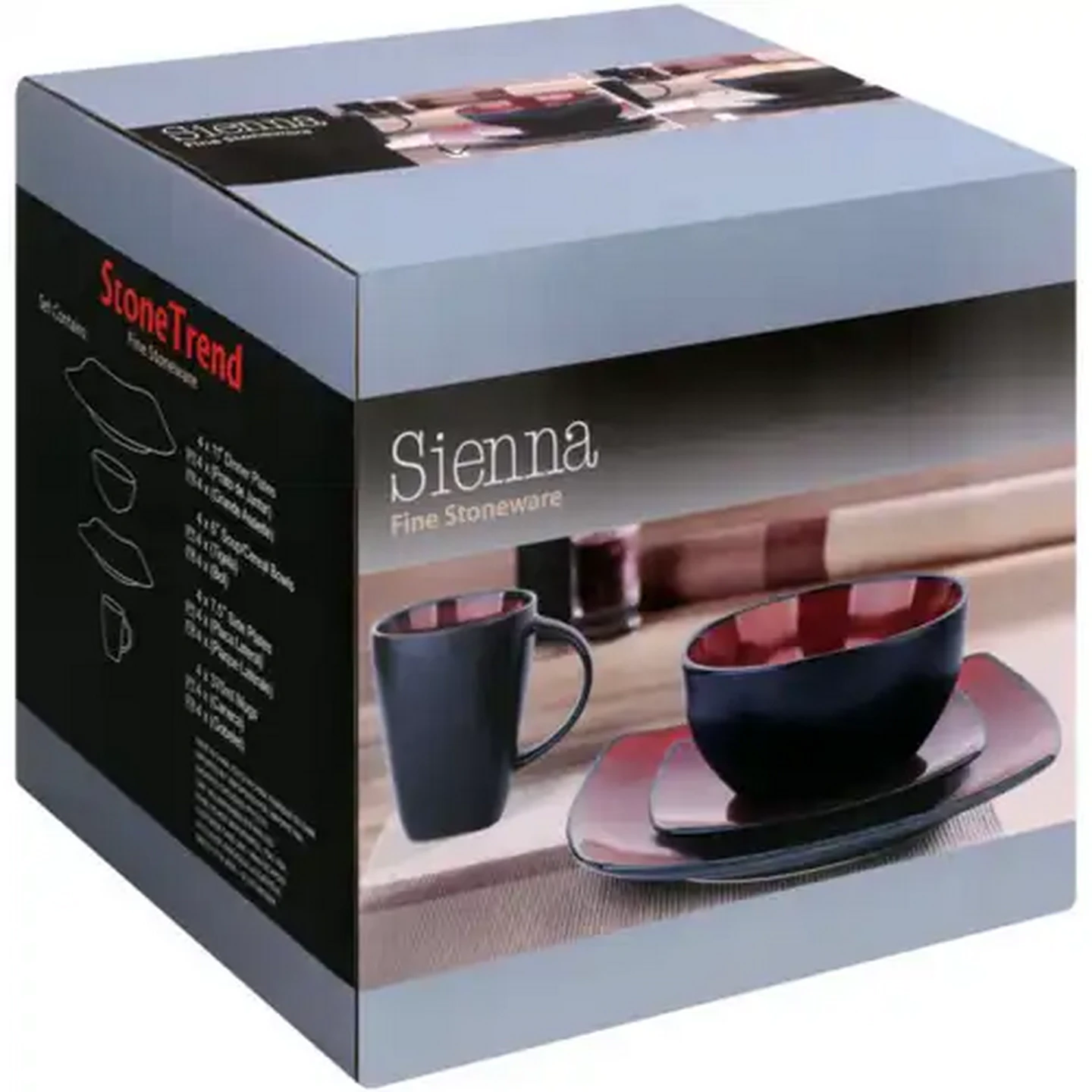 Image of Sienna Black Fine Stoneware Dinner Set 16-Piece