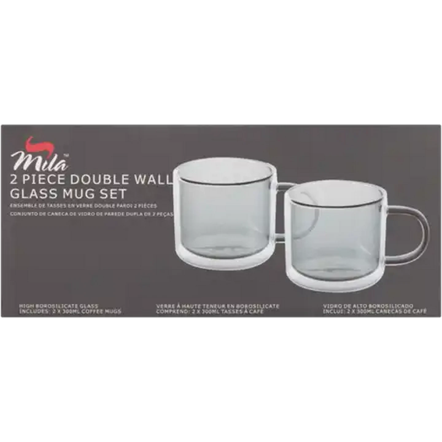 Image of Mila Double Wall Glass Mug Set 2 Piece