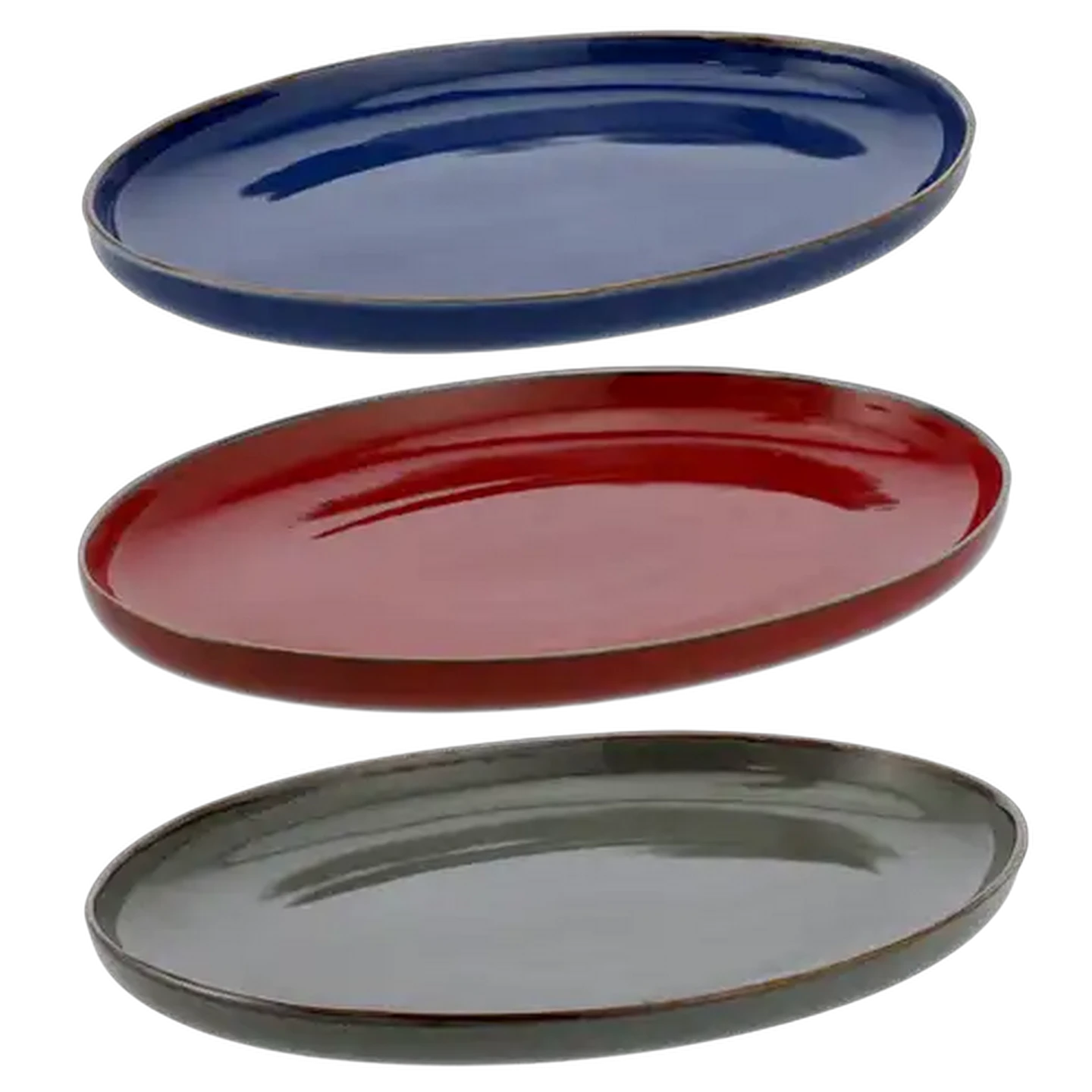 Image of Reactive Glaze Oval Platter (Colour May Vary)