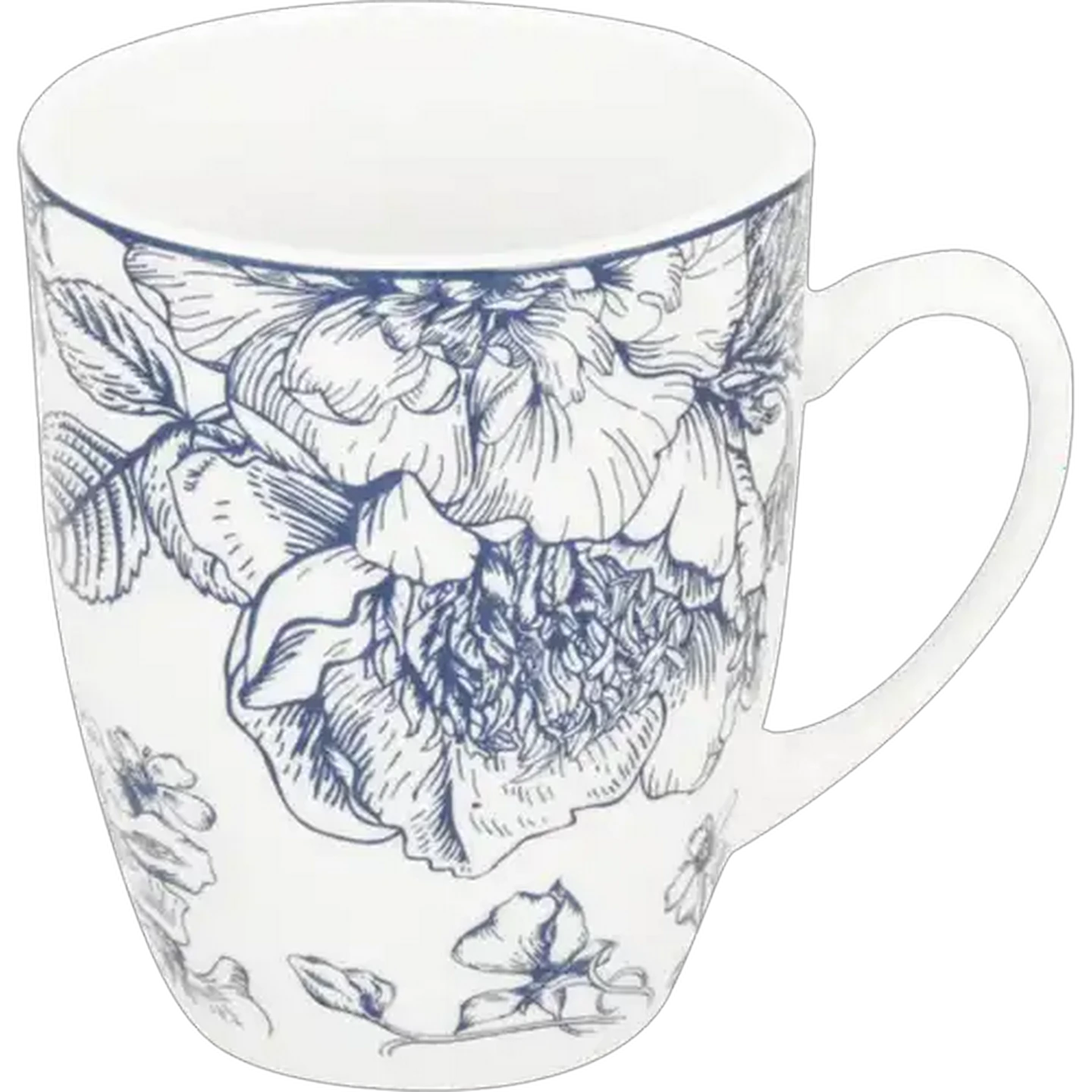 Image of Blue & White Floral Coffee Mug 355ml