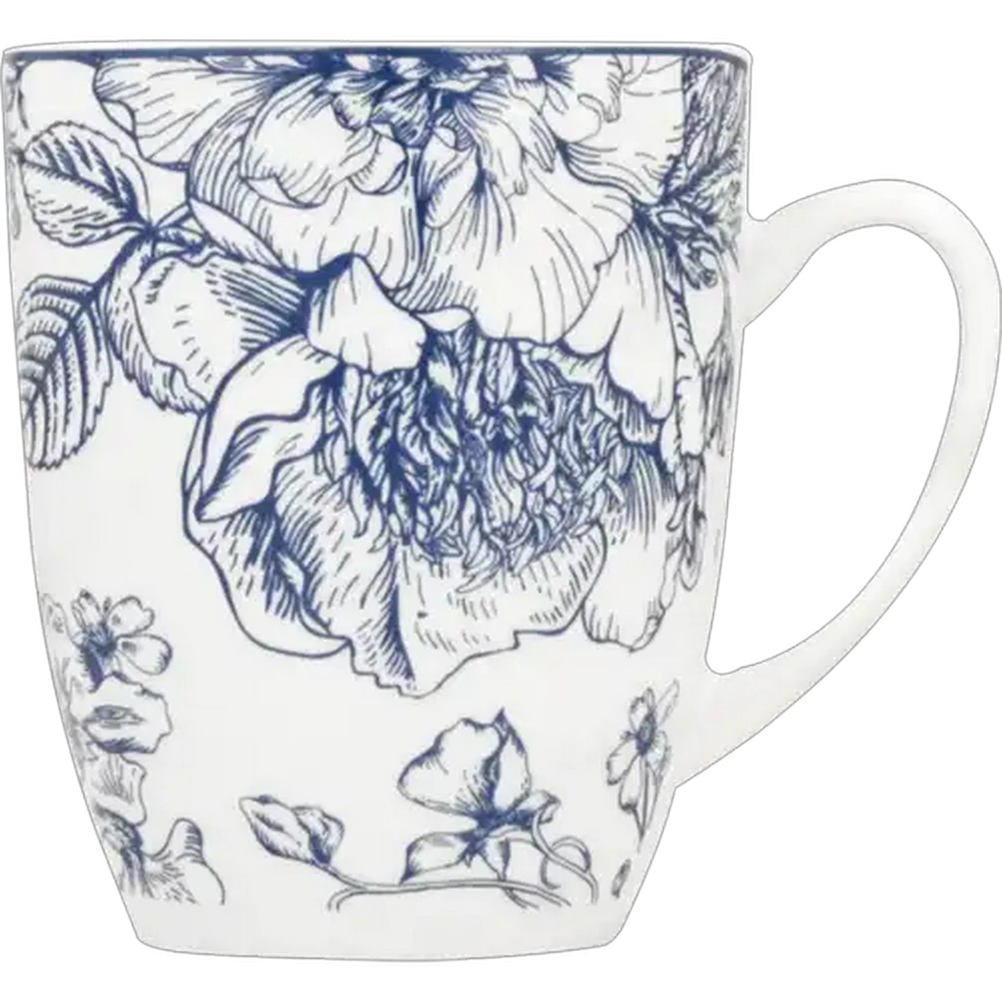 Image of Blue & White Floral Coffee Mug 355ml