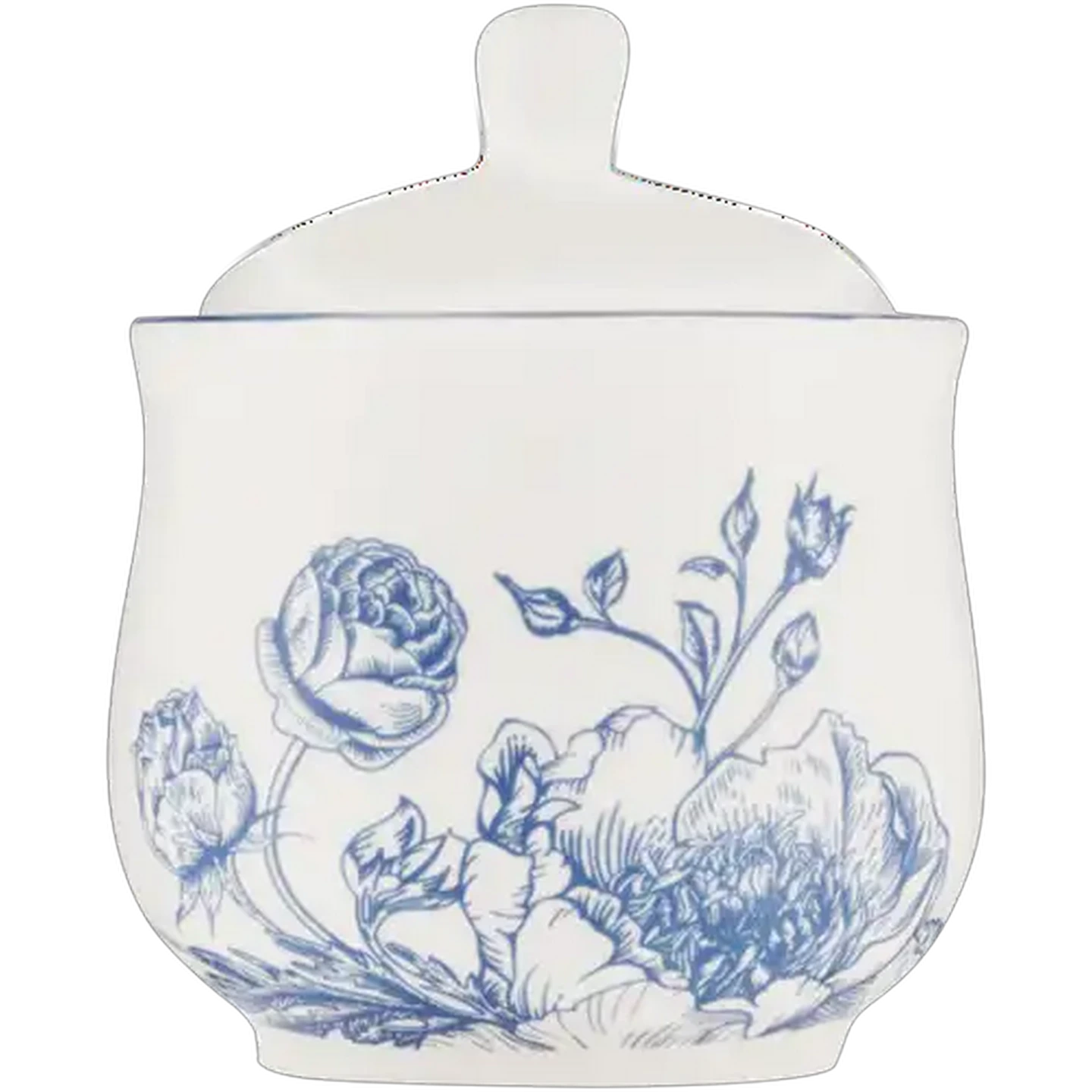 Image of Blue Floral Print Sugar Pot 300ml