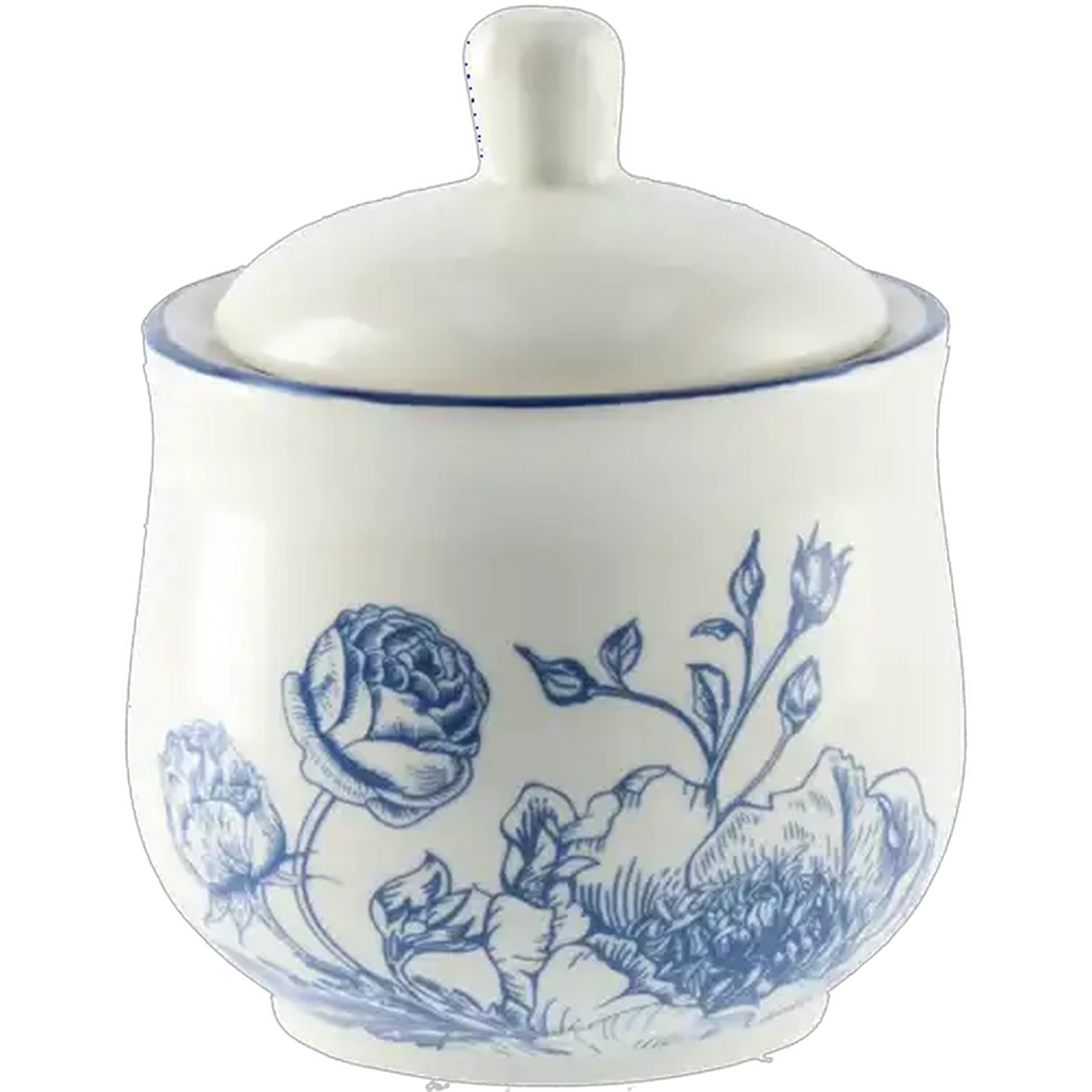 Image of Blue Floral Print Sugar Pot 300ml