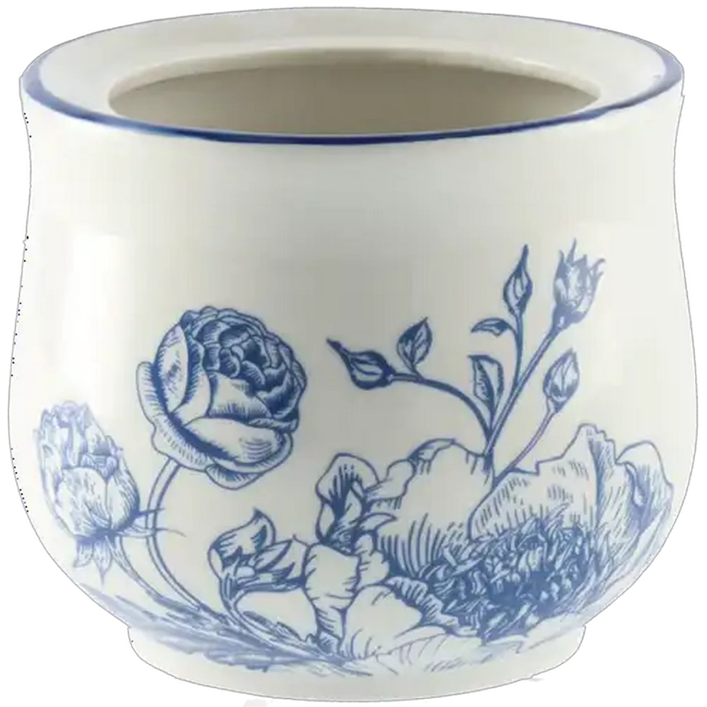 Image of Blue Floral Print Sugar Pot 300ml