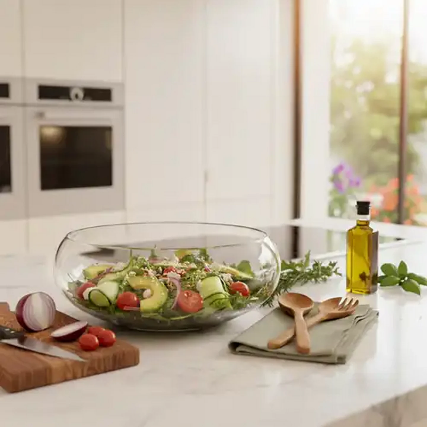 Image of Zest Small Glass Salad Bowl 24cm