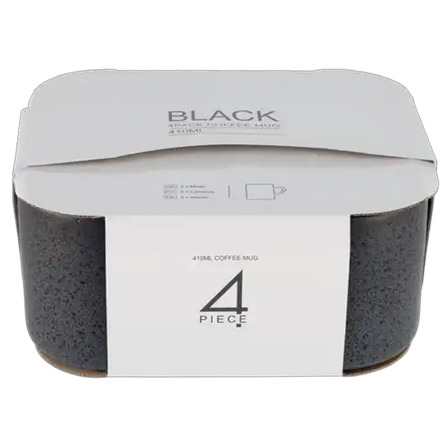 Image of Stoneware Black Coffee Mugs 4 x 410ml