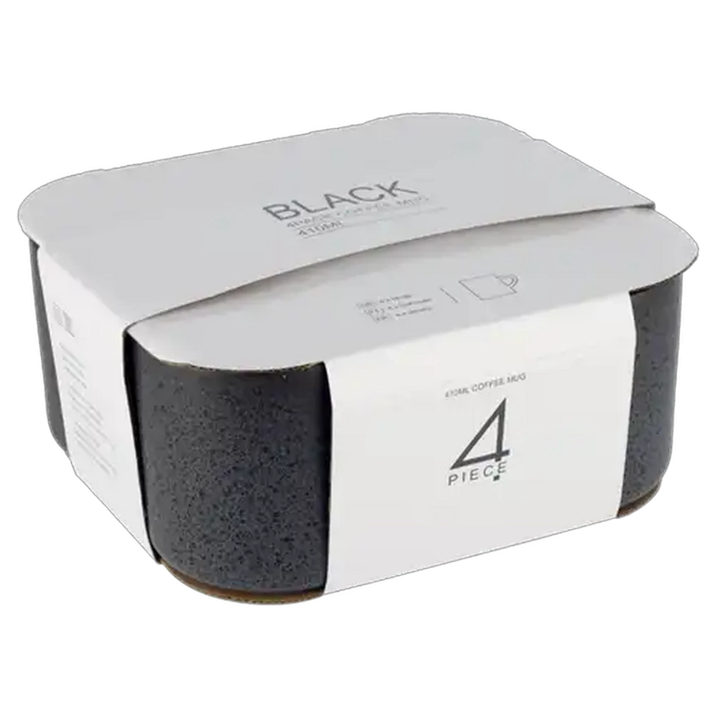 Image of Stoneware Black Coffee Mugs 4 x 410ml