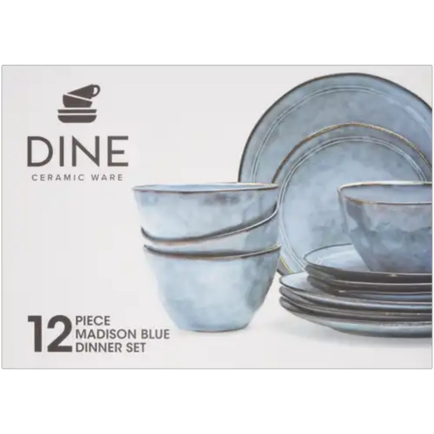Image of Dine Ceramic Ware Madison Blue Dinner Set 12 Piece