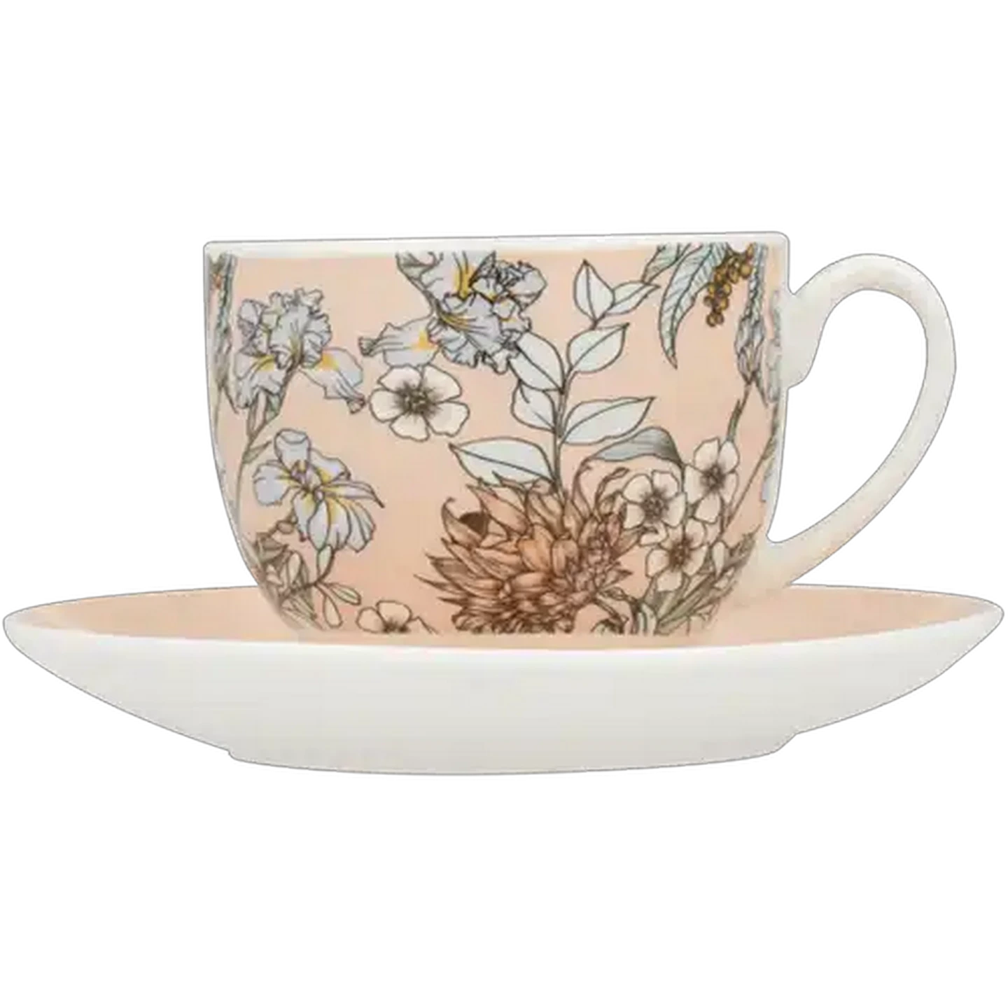 Image of Home Pink Floral Cup & Saucer Set 2 Piece (Design May Vary)