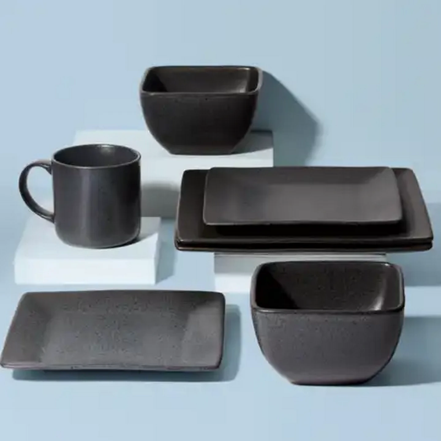 Image of Graphite Square Dinner Set 16-Piece