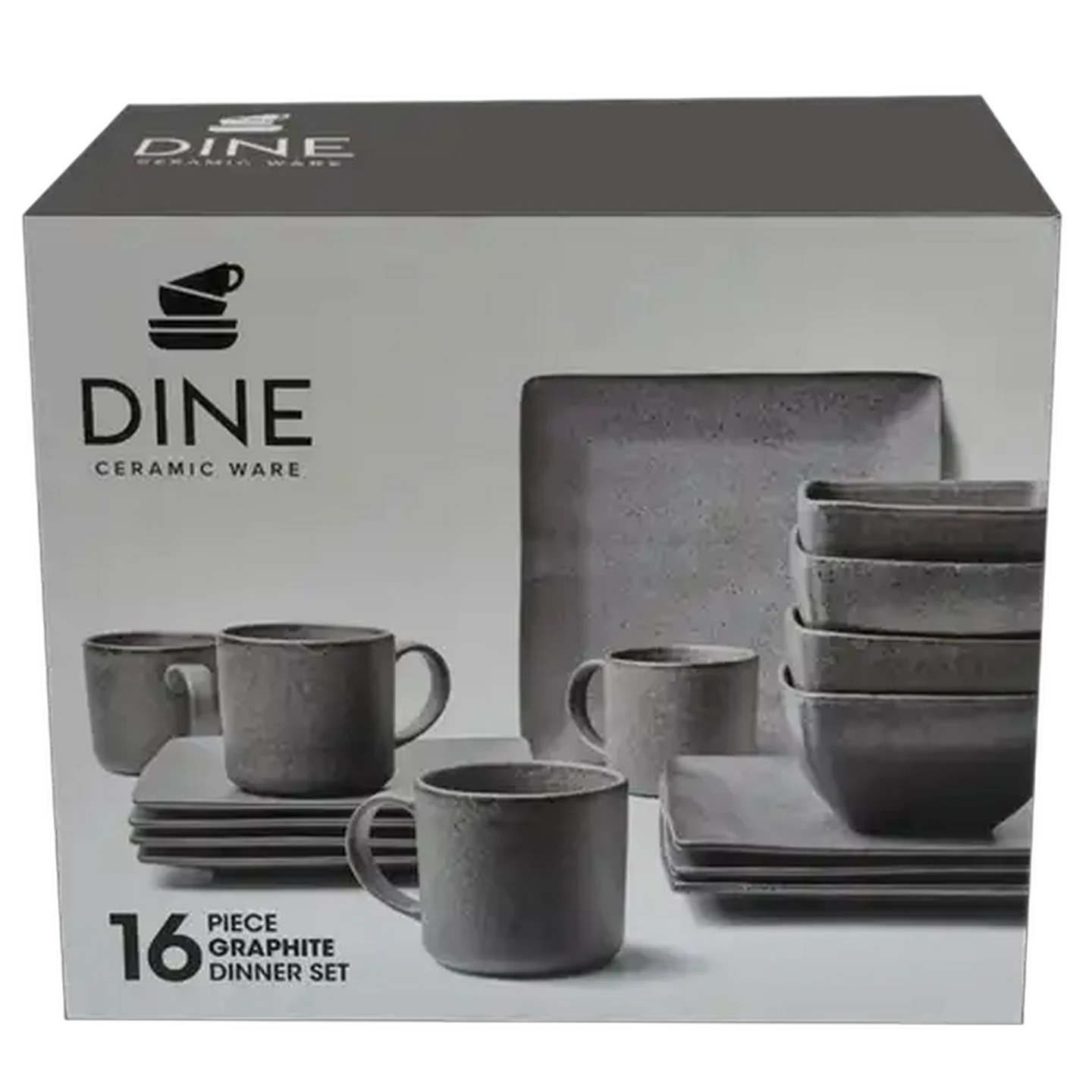 Image of Graphite Square Dinner Set 16-Piece