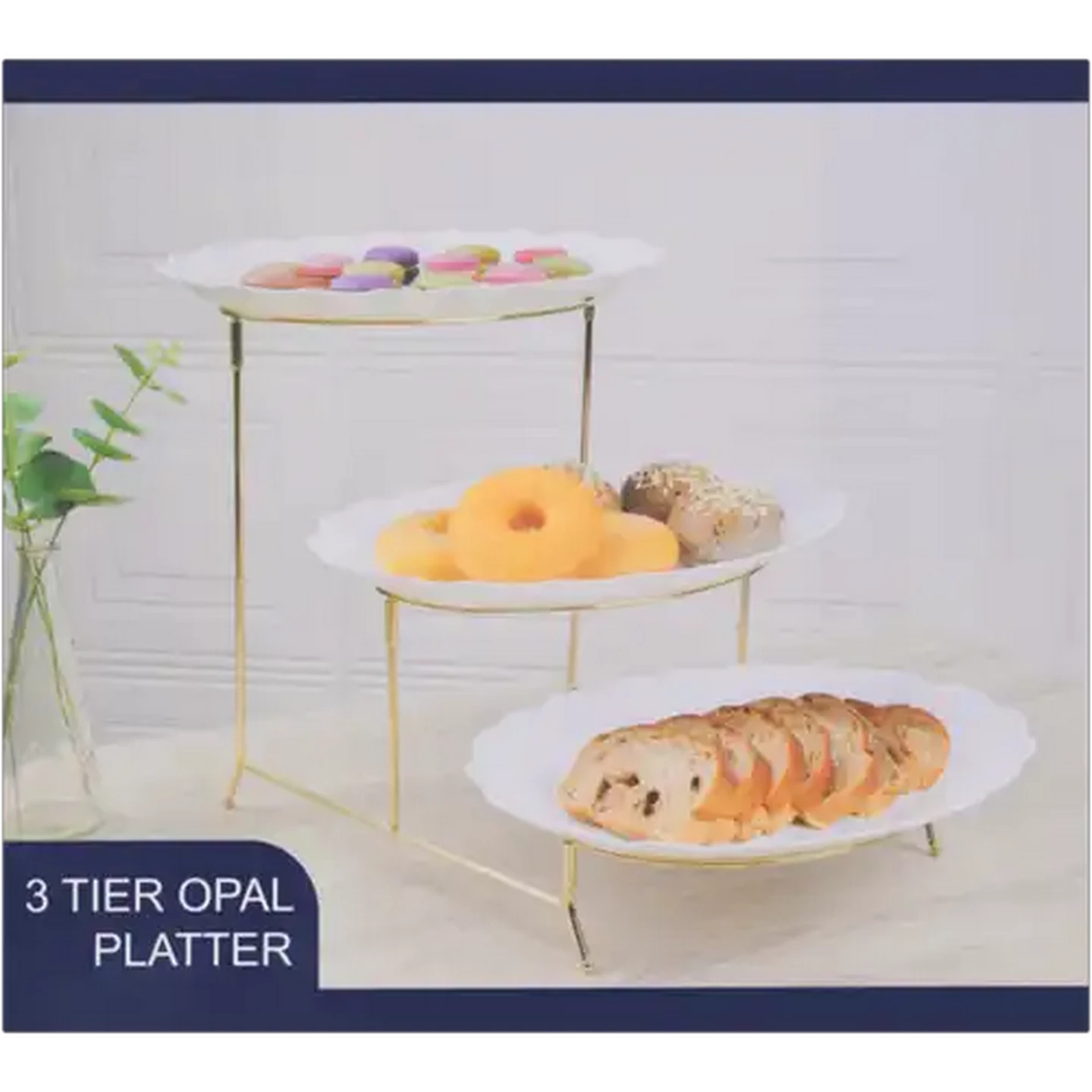 Image of Opal 3 Tier Chip & Dip Serving Platters 4 Piece