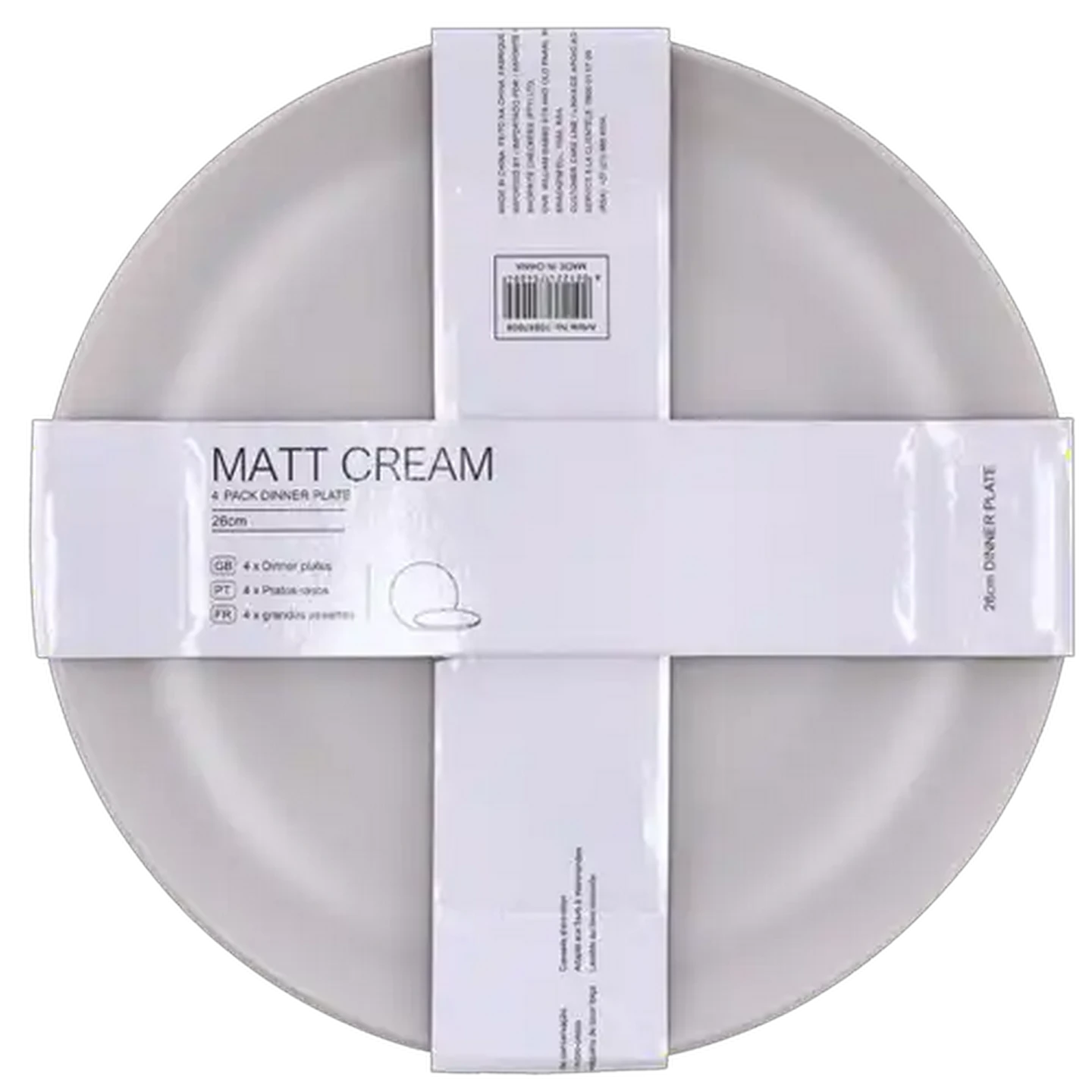 Image of Matt Cream Dinner Plate 26cm 4-Piece