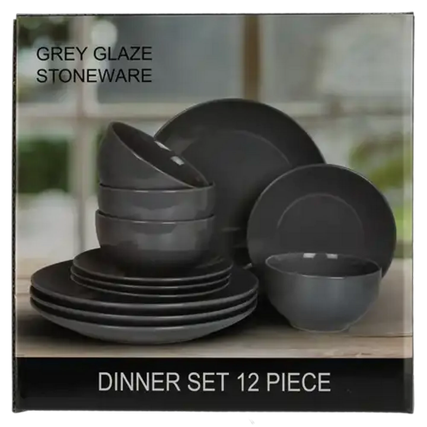 Image of Grey Glaze Colour Dinner Set 12 Piece