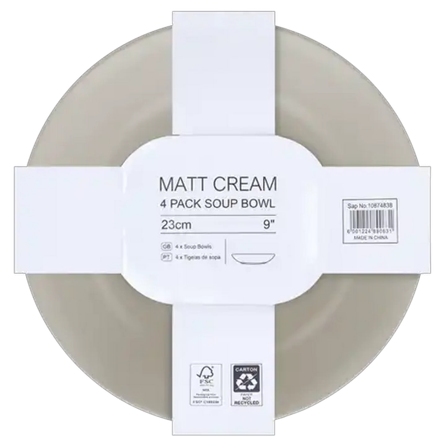 Image of Matt Cream Soup Bowl 23cm 4-Pack