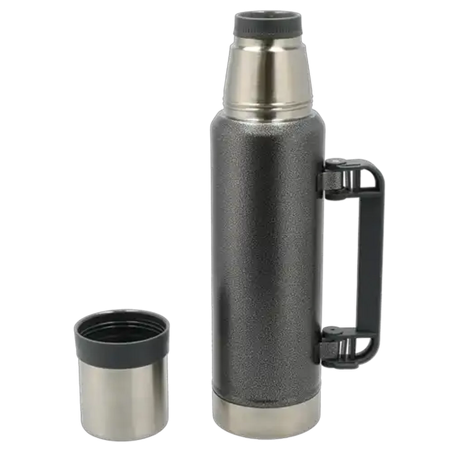 Image of TravelVac Silver & Black Stainless Steel Vacuum Flask 1.2L