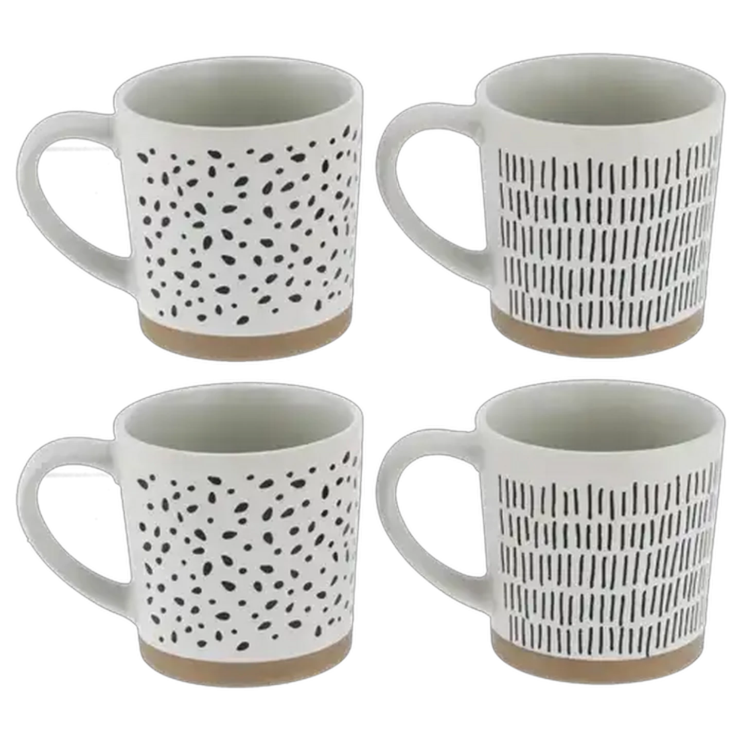 Image of Abstract Stoneware Coffee Mugs 4-Pack (Design May Vary)