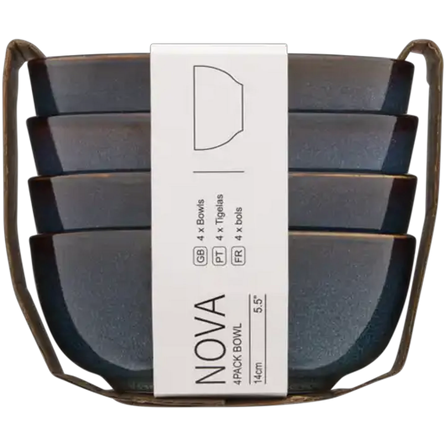Image of Nova Blue Glazed Bowls 4-Pack