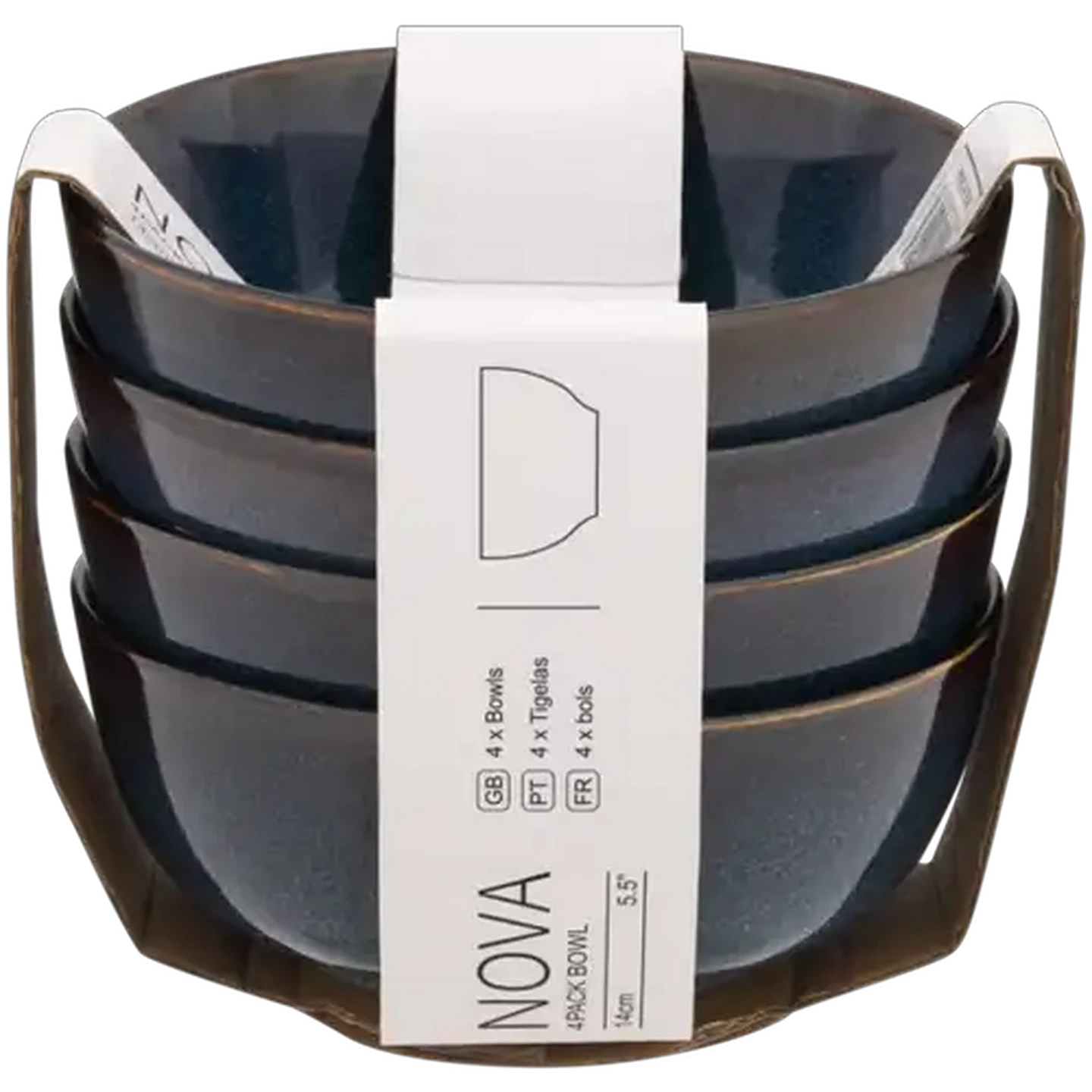 Image of Nova Blue Glazed Bowls 4-Pack