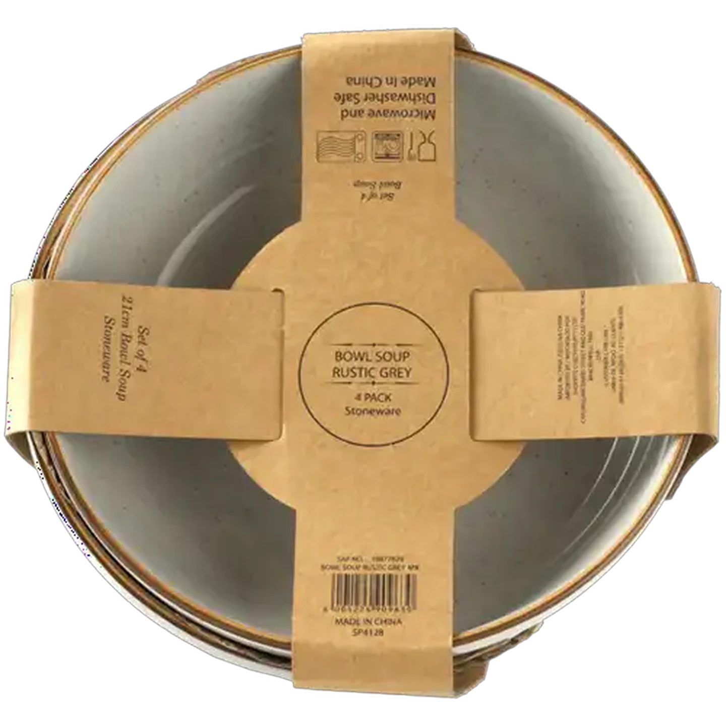 Image of Stoneware Rustic Grey Soup Bowls 4-Pack