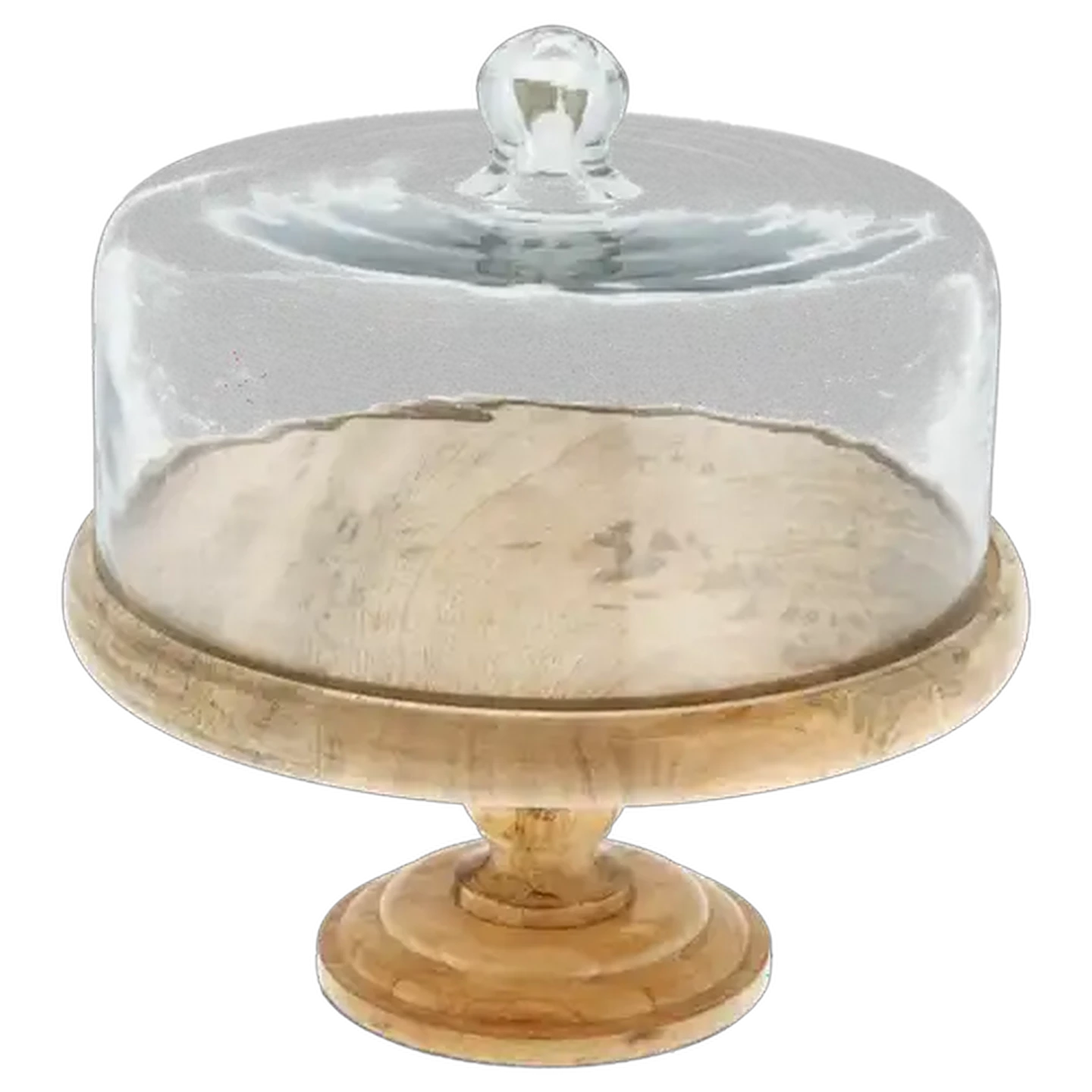 Image of Hast Wooden Cake Stand with Glass 28 x 28 x 27cm