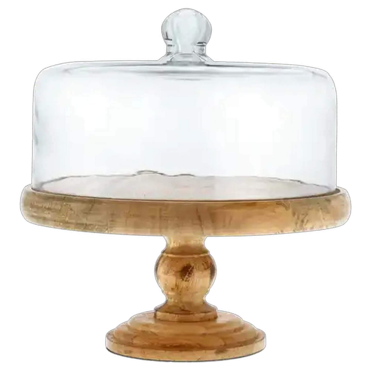 Image of Hast Wooden Cake Stand with Glass 28 x 28 x 27cm