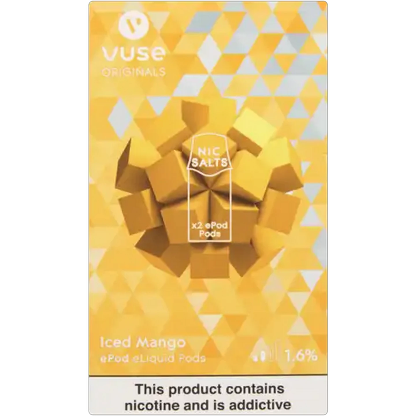 Image of Vuse Originals Iced Mango 1.6% Nicotine E-Liquid Replacement Pods 2 Pack (Non-Refundable. Non-Returnable.)