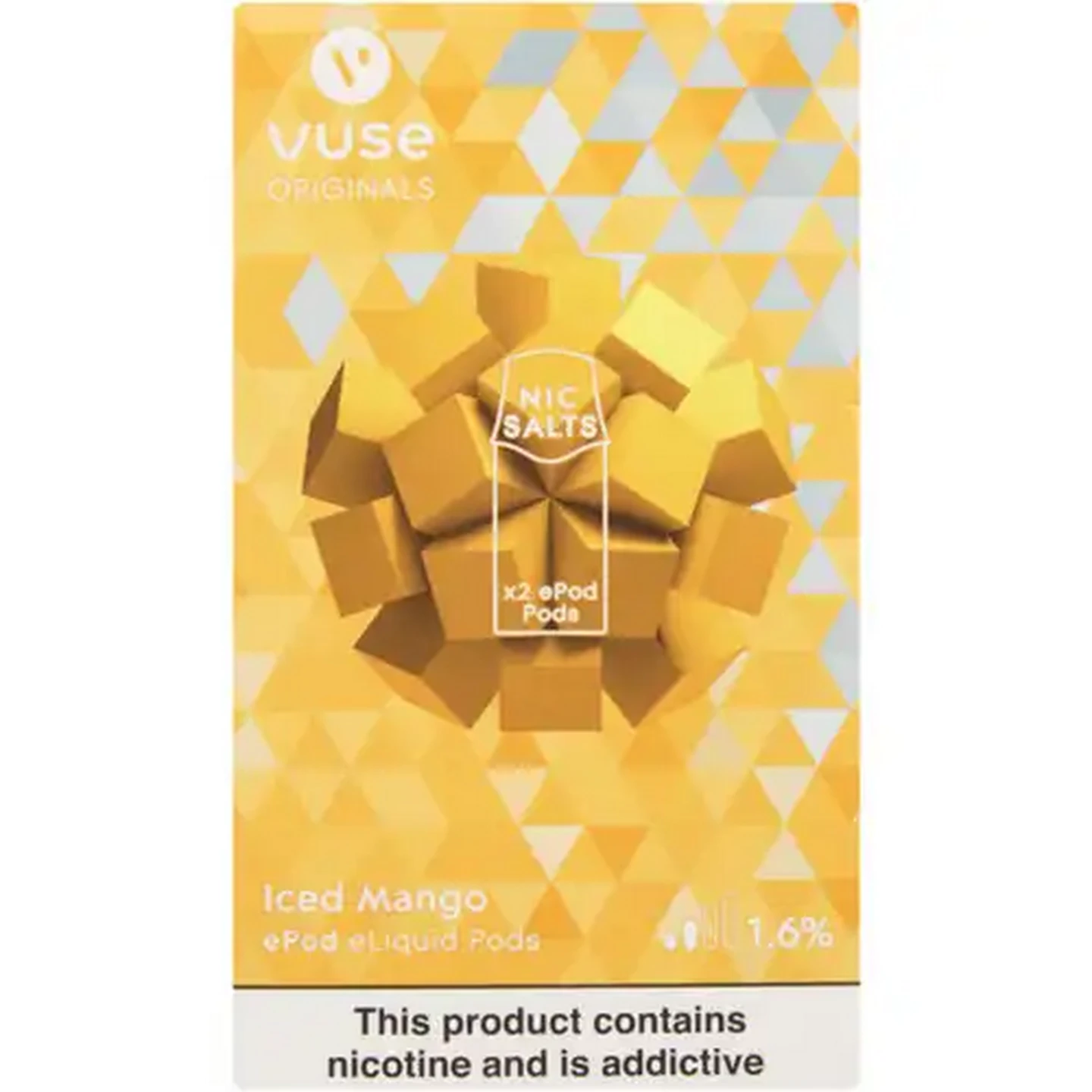 Image of Vuse Originals Iced Mango 1.6% Nicotine E-Liquid Replacement Pods 2 Pack (Non-Refundable. Non-Returnable.)