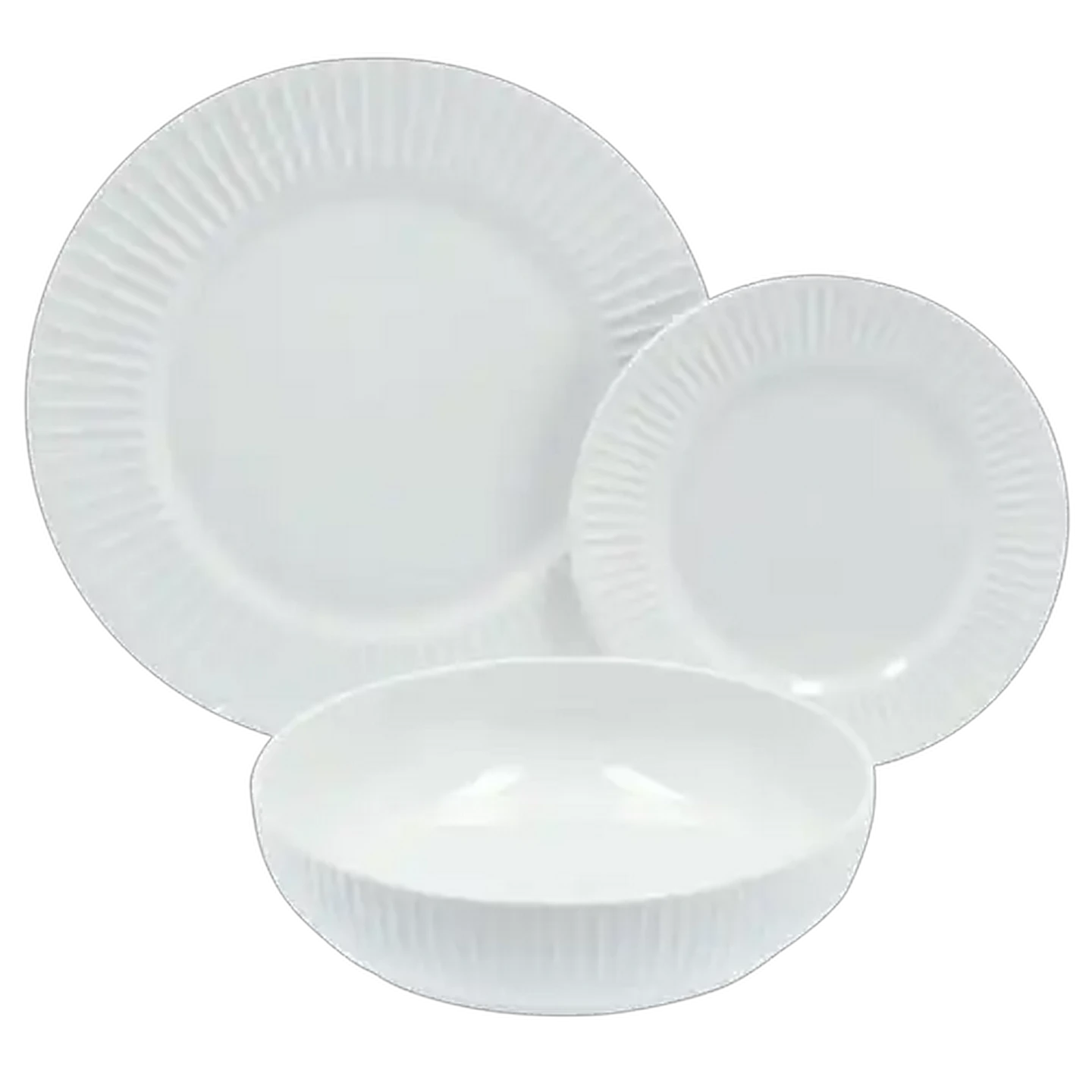 Image of Embossed Edge White Dinner Set 12 Piece