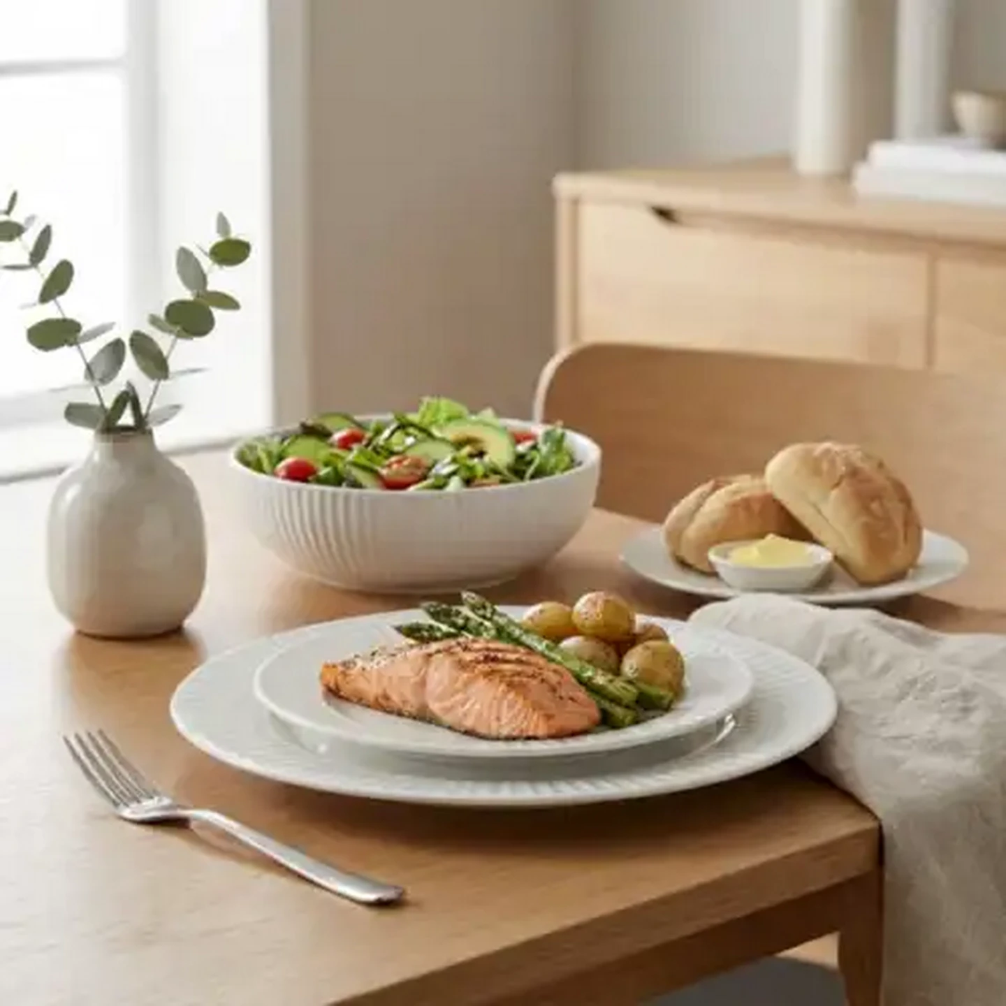 Image of Embossed Edge White Dinner Set 12 Piece