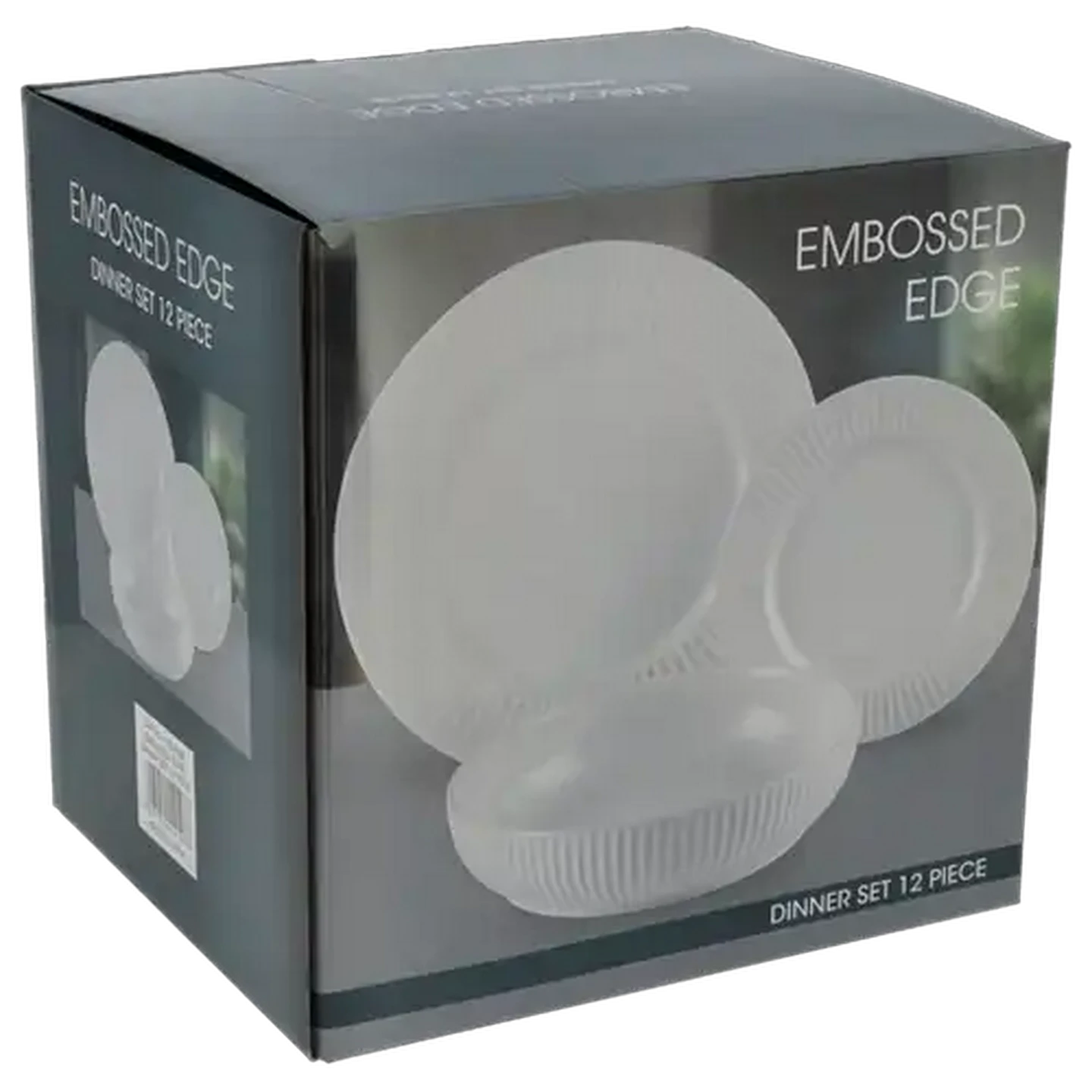 Image of Embossed Edge White Dinner Set 12 Piece