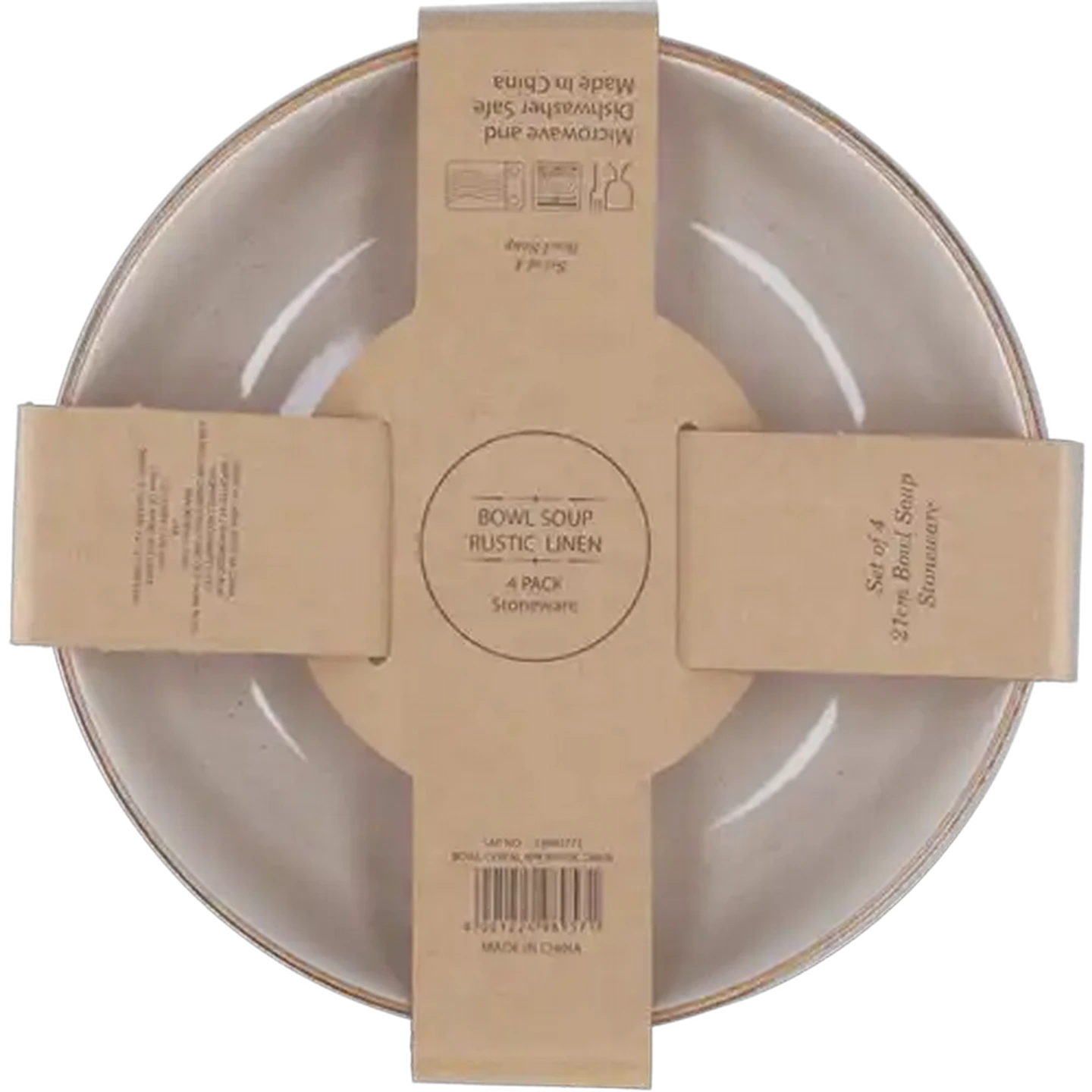 Image of Rustic Linen Cereal Bowl 21cm 4-Pack