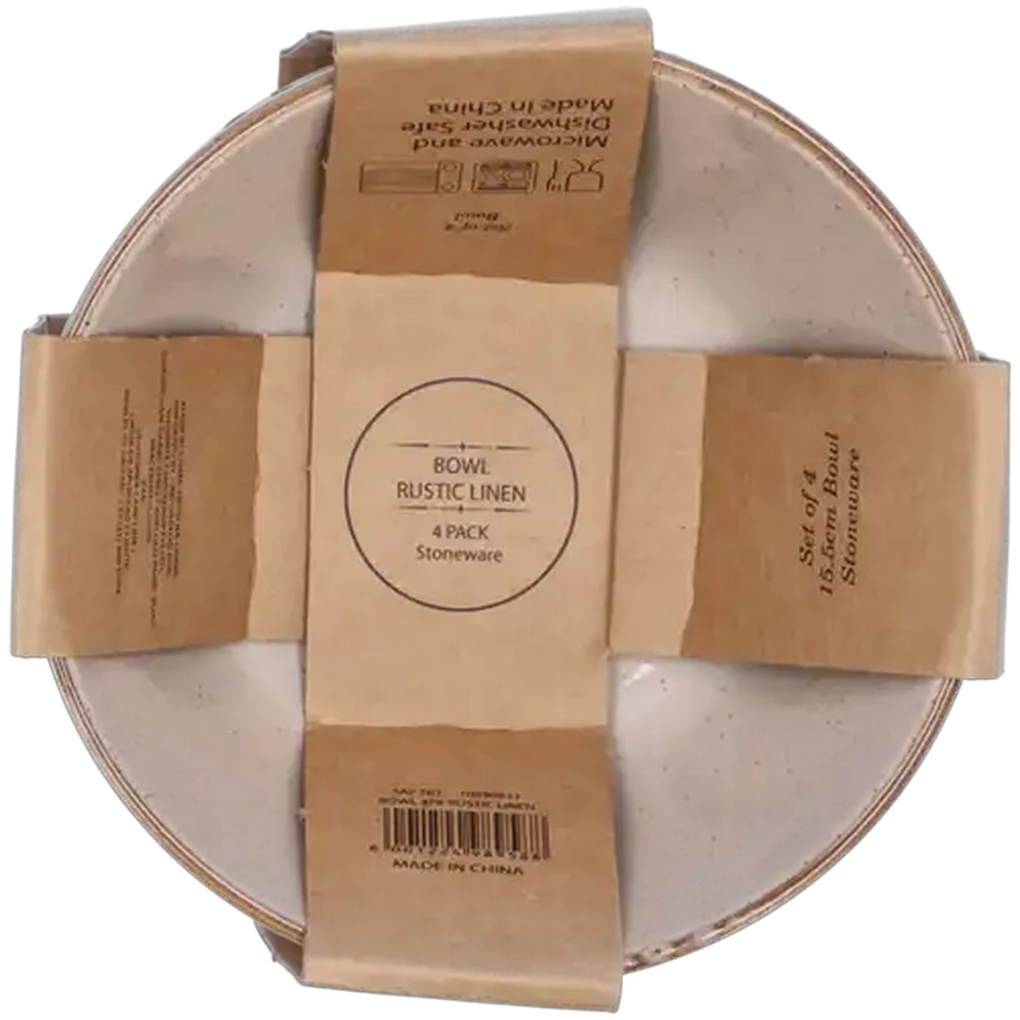 Image of Rustic Linen Bowl 15.5cm 4-Pack