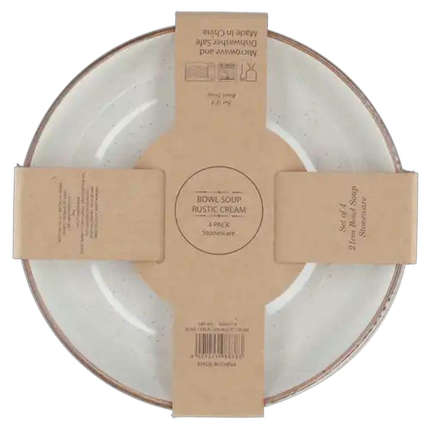 Image of Rustic Cream Cereal Bowl 21cm 4-Pack