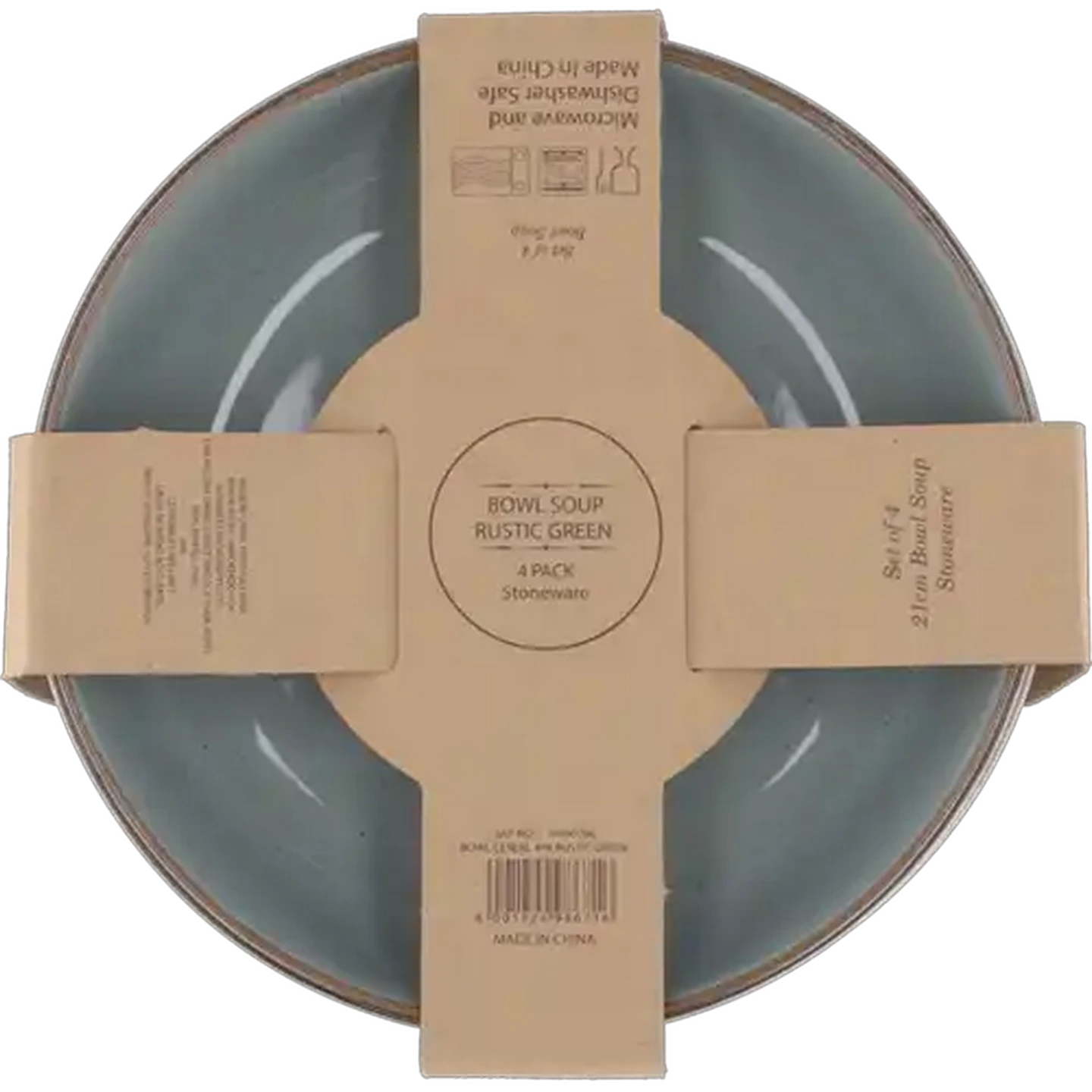 Image of Rustic Green Cereal Bowl 21cm 4-Pack
