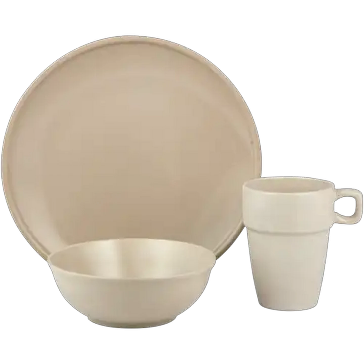 Image of White Silk Stone Dinner Set 12 Piece