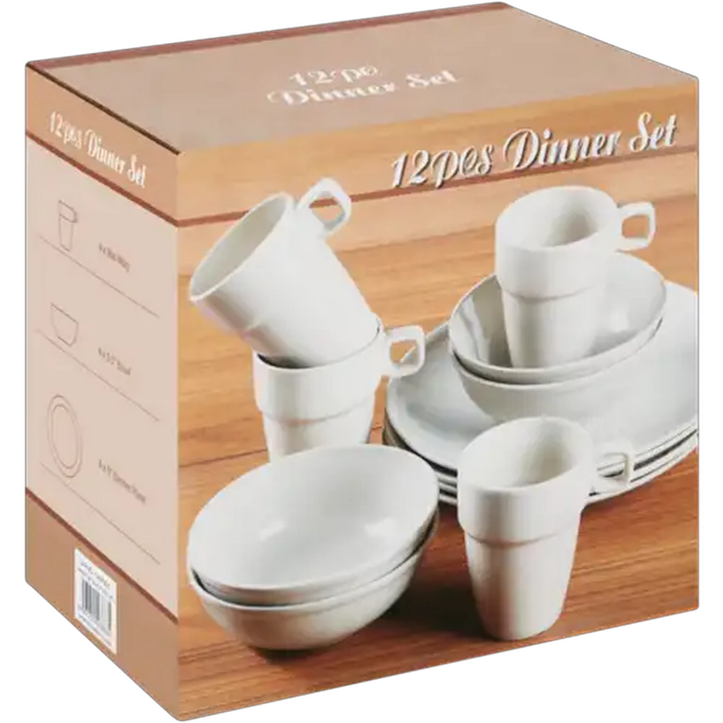 Image of White Silk Stone Dinner Set 12 Piece