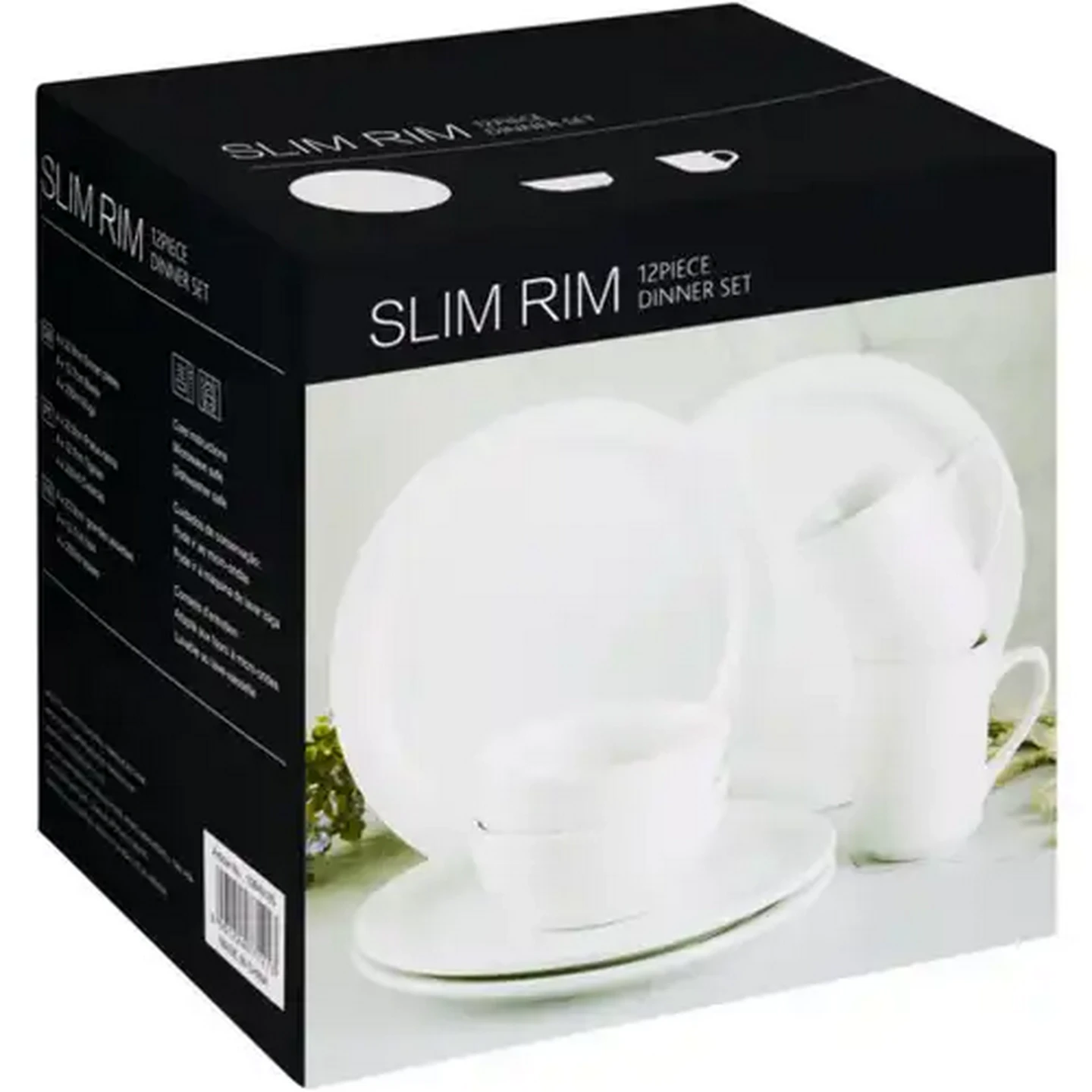 Image of White Slim Rim Dinner Set 12 Piece